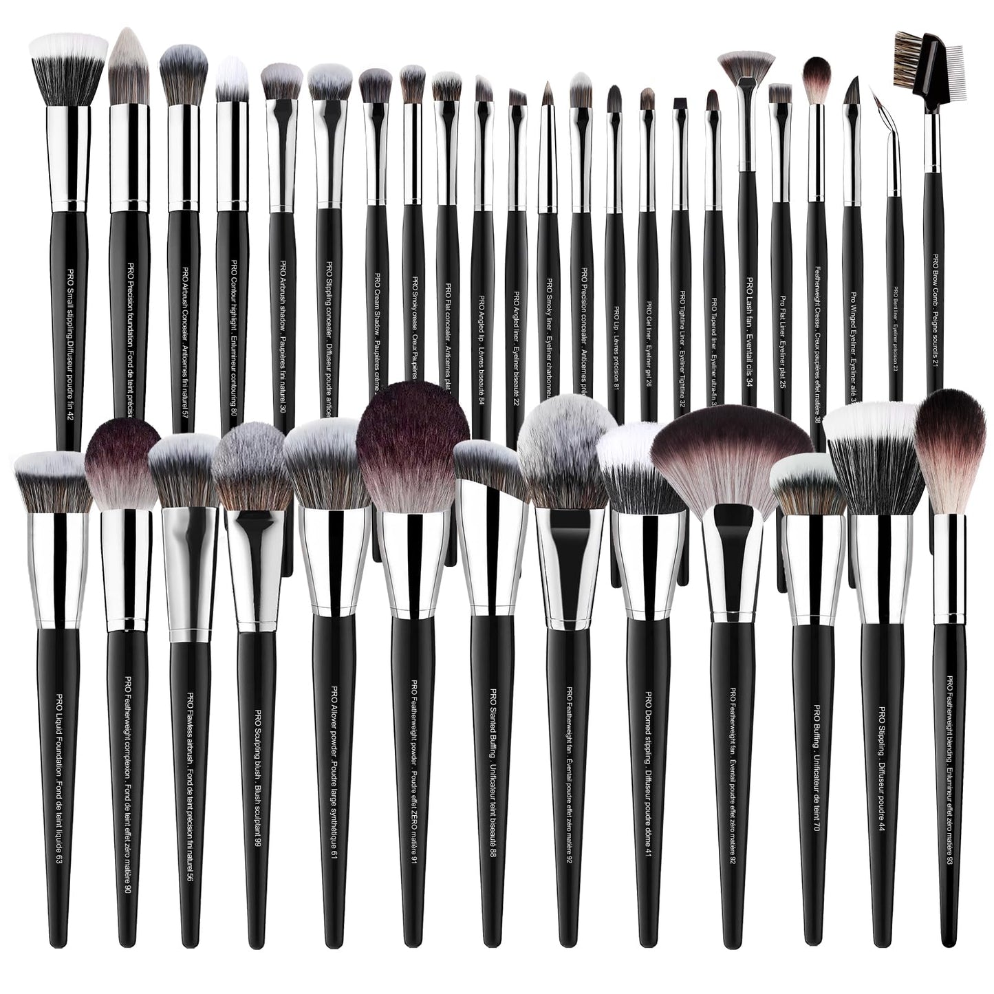 Bueart Design Professional Makeup Brush Set, 36 Pieces, Synthetic Fiber Brushes with Travel Case, Face and Eye Makeup Kit