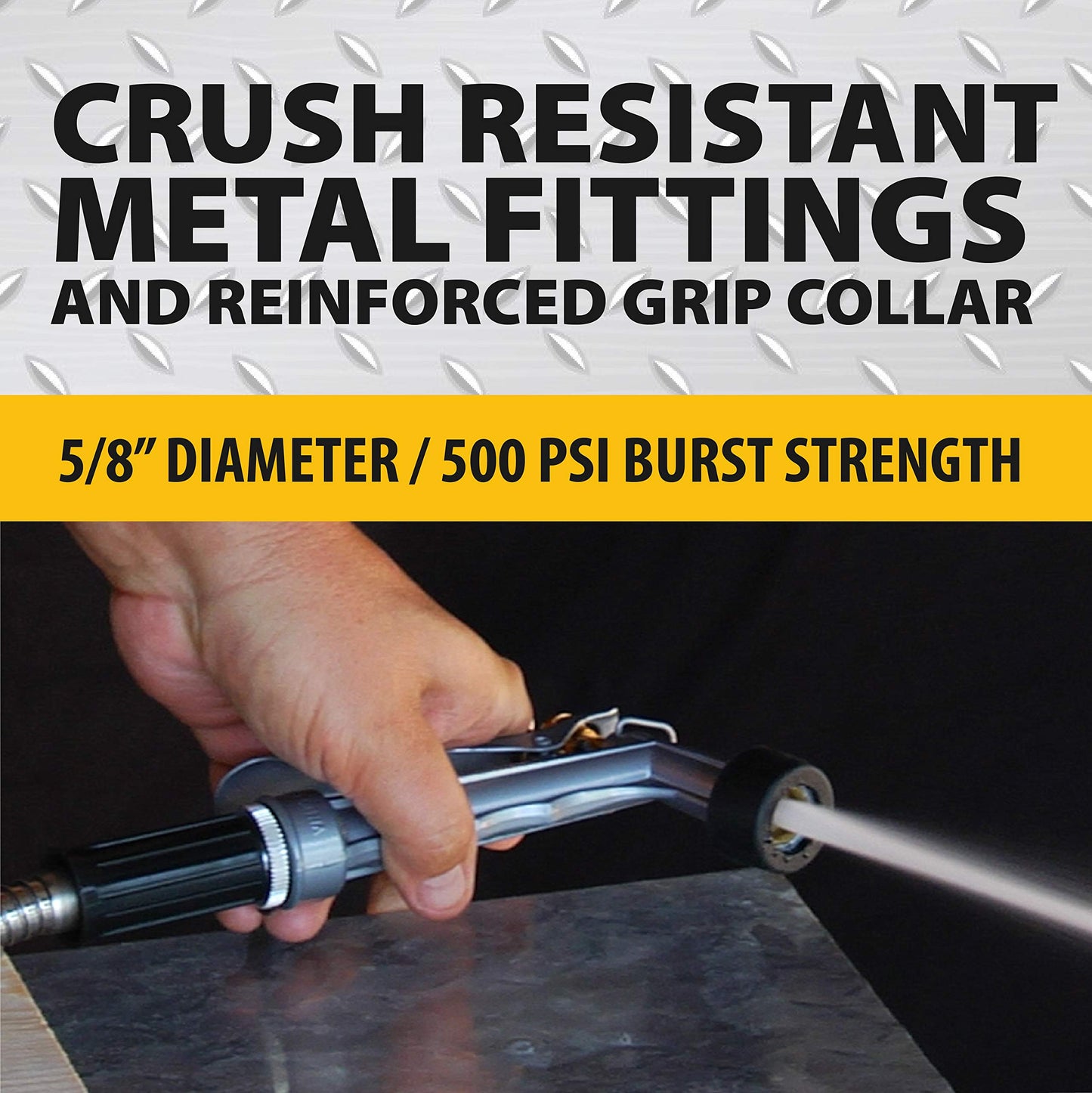 Bionic Steel 100 Ft Garden Hose with Nozzle, Rust Proof 304 Stainless Steel Water Hose 100Ft with 3/4 Aluminum Fittings, Flexible, Heavy Duty, Lightweight, Non Kinking, 500 PSI - 2025 Model