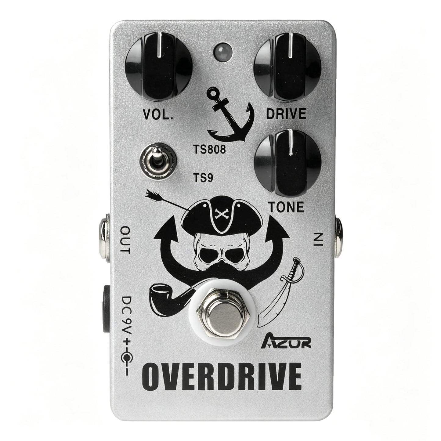 AZOR Vintage TS808/TS9 Switchable Overdrive Pedal - All-Metal True Bypass Guitar Effect with Analog Circuitry, for Electric Guitar, Bass & Pro Audio - Stage-Ready Low Noise Design