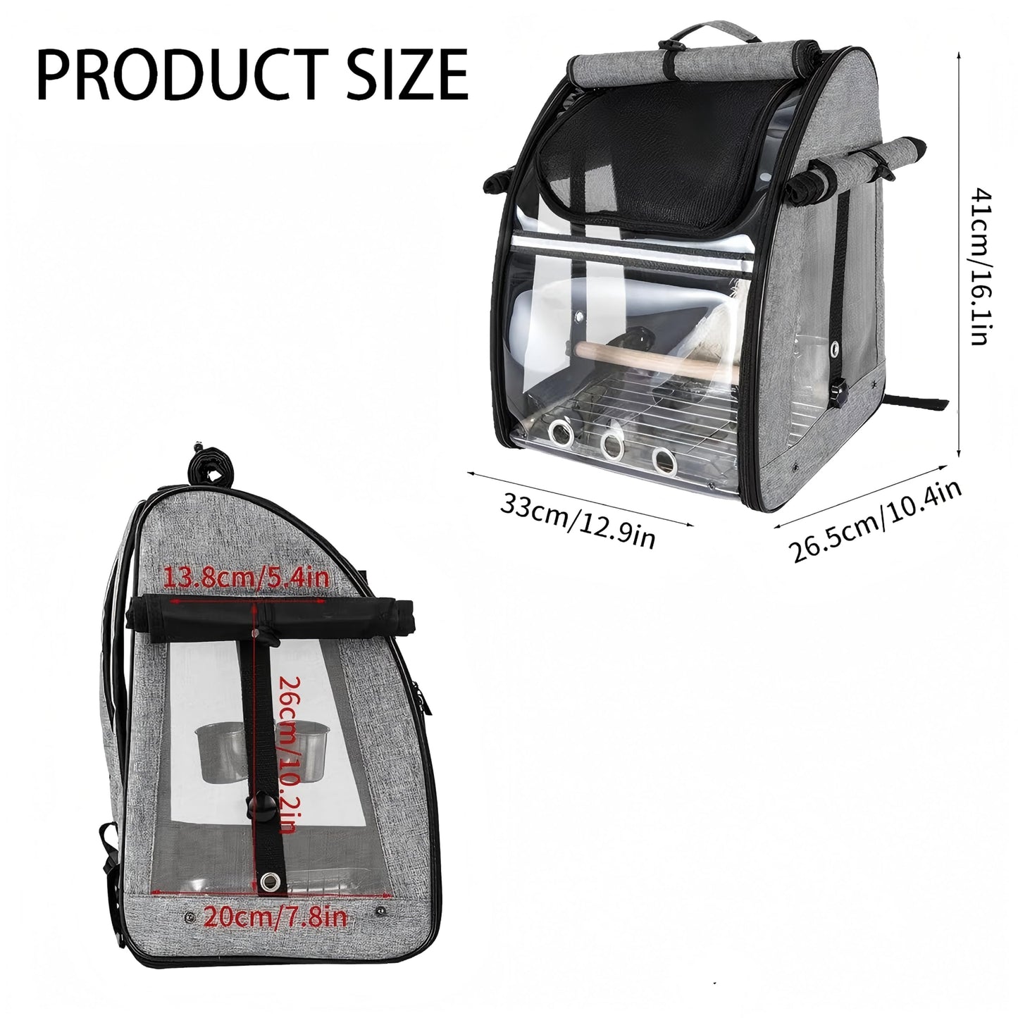 Emapoy Bird Carrier Bag,Bird Travel Cage with Stand, Easy to Clean Backpack for Parrot, Portable Birds Travel Bag, Pet Transparent Breathable Travels Cage