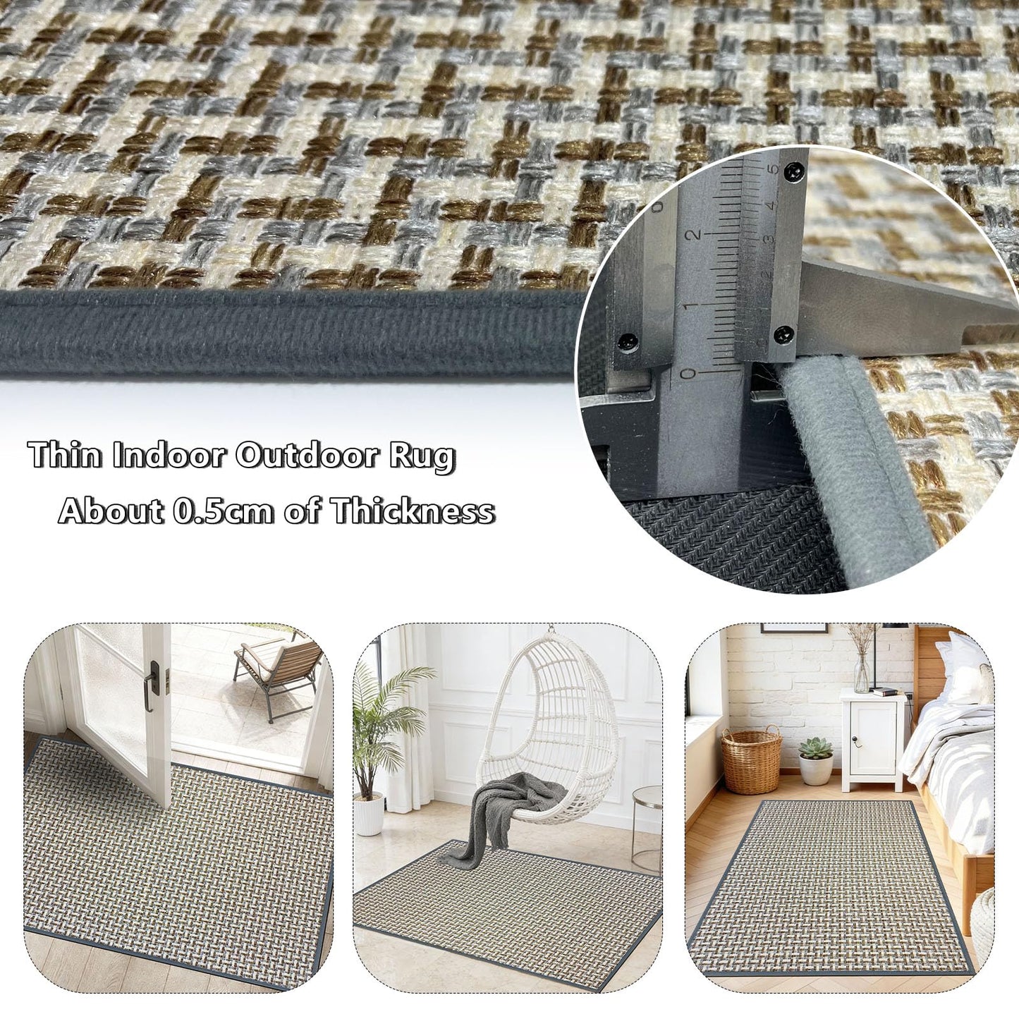 NeEnjoyko Doormat Front Door Mat Indoor Entrance 36"x59" Washable Dirt Resistant Absorbent Non-Slip Rubber Backing Durable Low-Profile Easy Clean Rug for Entryway Kitchen Inside, Beige