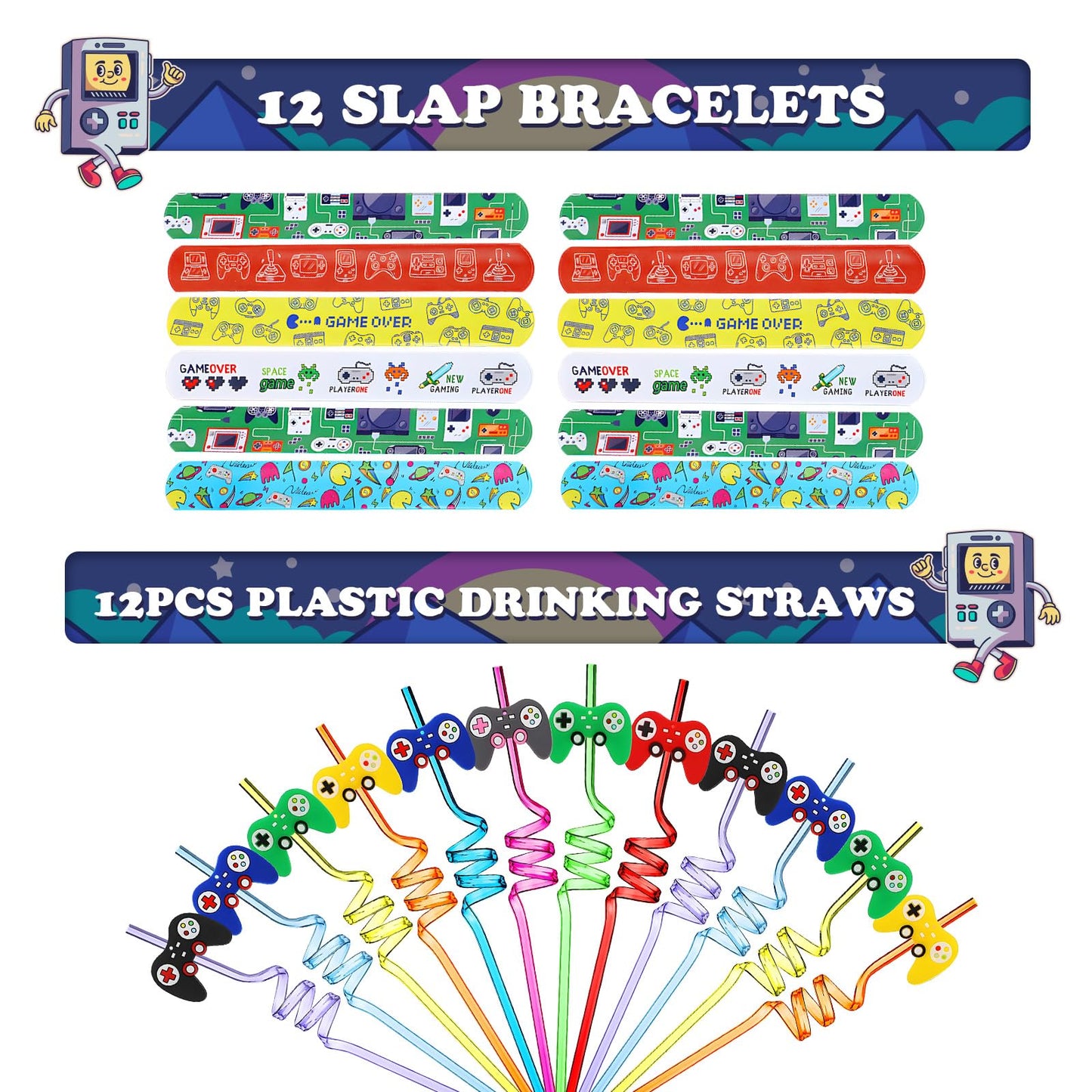 122pcs video game party favors Supplies, Gift Bags, key chains,Wristbands,balloons,Stickers straws etc for Birthday Party Decorations Fill Up the Goodie Bags Prizes Pinata Fillers (video game)