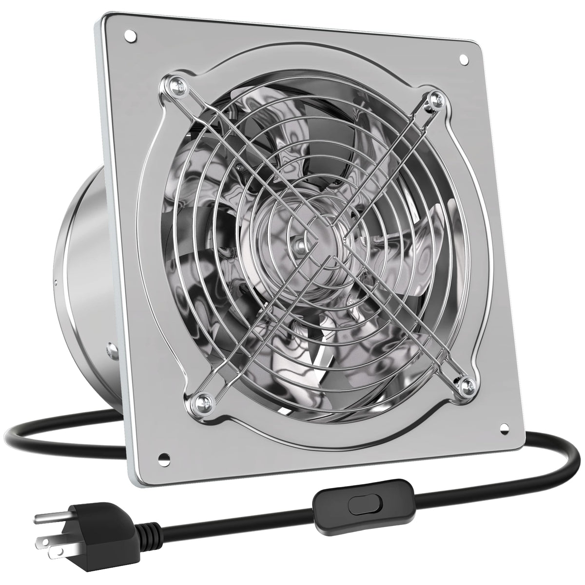 HG Power 8 Inch Kitchen Exhaust Fan, 576 CFM Attic Exhaust Fan, Wall Mounted Garage Ventilation Fan, Basement Extractor Fan with Backdraft Damper for Home Office Commercial Use