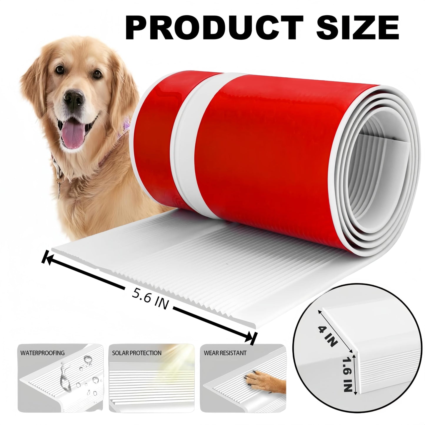 Dog Scratching Windows Sill Protector, Window sill Protector for Dogs, Prevent Dog and Cat Scratching, 4 x 1.6 inch Rubber Furniture Edge Protectors(157.4" White)