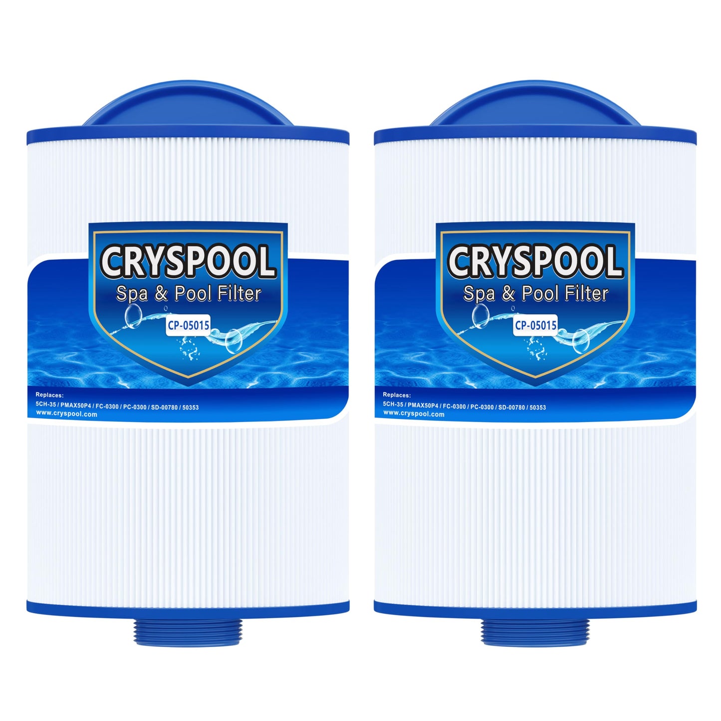 Cryspool 05015 Filter Compatible with 5CH-35, PMAX50P4, PAS35P, 108868, FC-0300, SD-00780, 35 Sq. Ft Spa Filter Cartridge, 2 Pack
