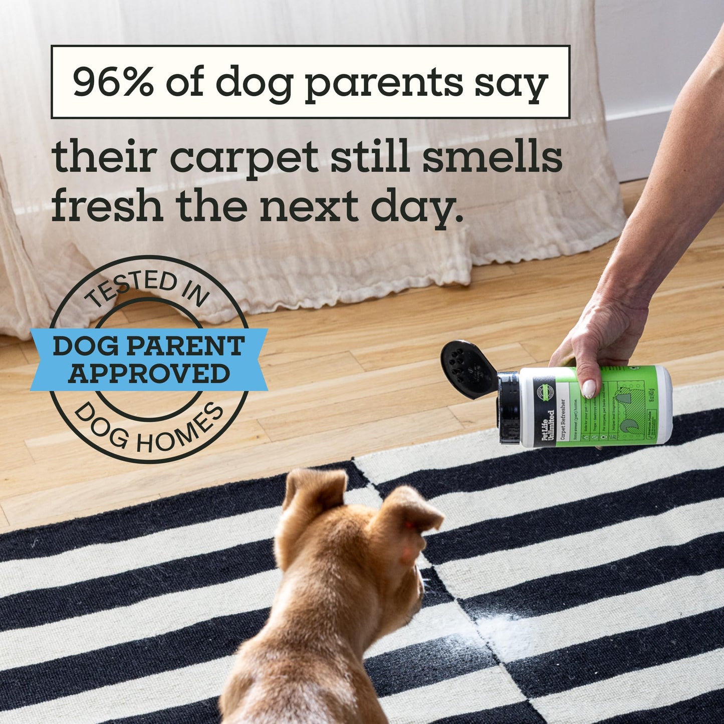 Pet Life Unlimited Carpet Refresher & Deodorizer Powder - Pet Safe, Plant-Based Juniper Leaf Scent, Made in USA - 16oz (Pack of 3)