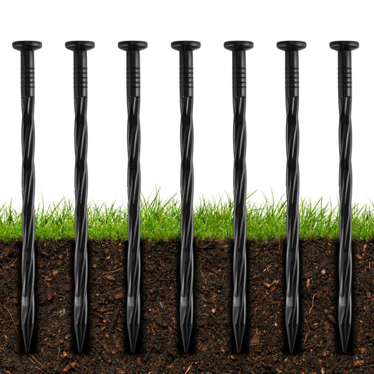 300Pcs 8-Inch Plastic Landscape Edging Spikes, Spiral Anchoring Nails for Weed Barrier, Paver Edging, Landscape Edging, Artificial Turf, Grass Pathways, and More