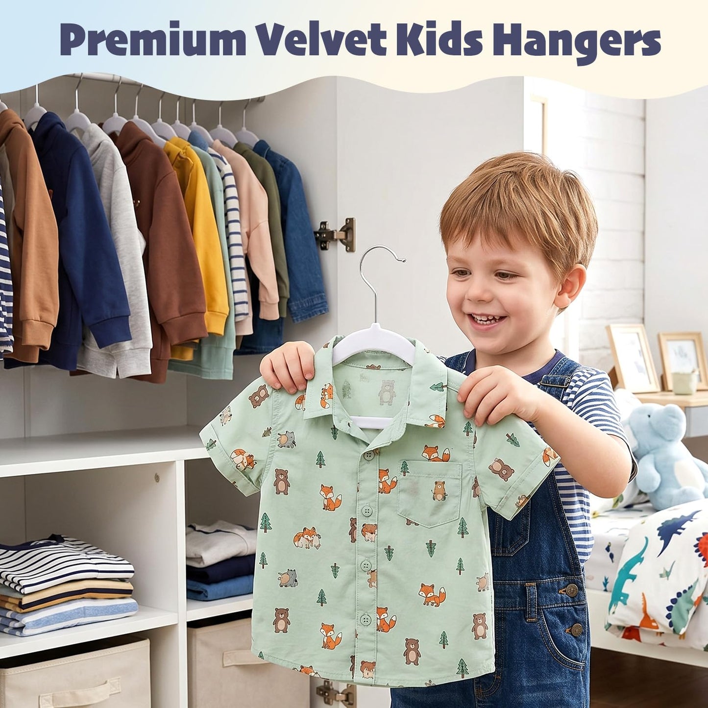 HOUSE DAY Velvet Baby Hangers 50 Pack, Space Saving Kids Velvet Baby Clothes Hanger, 11 Inch Toddler Hangers for Kids Clothes, Childrens Small Hanger, Cintres Pour Bébé, White
