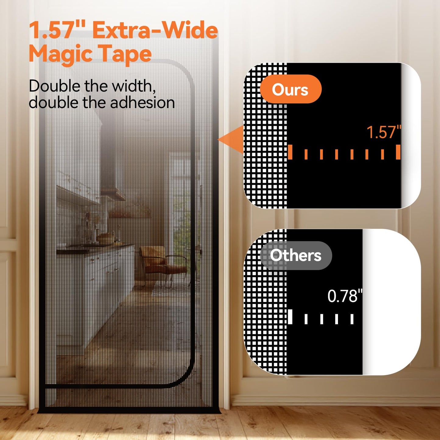 BFNN Cat Screen Door, Extra Tall Cat-Proof Mesh Gate, Fit Door Size 38'' x 82'', Anti-Cat Scratch Mesh with Zipper Closure, for Living Room, Kitchen, Bedroom (Black)