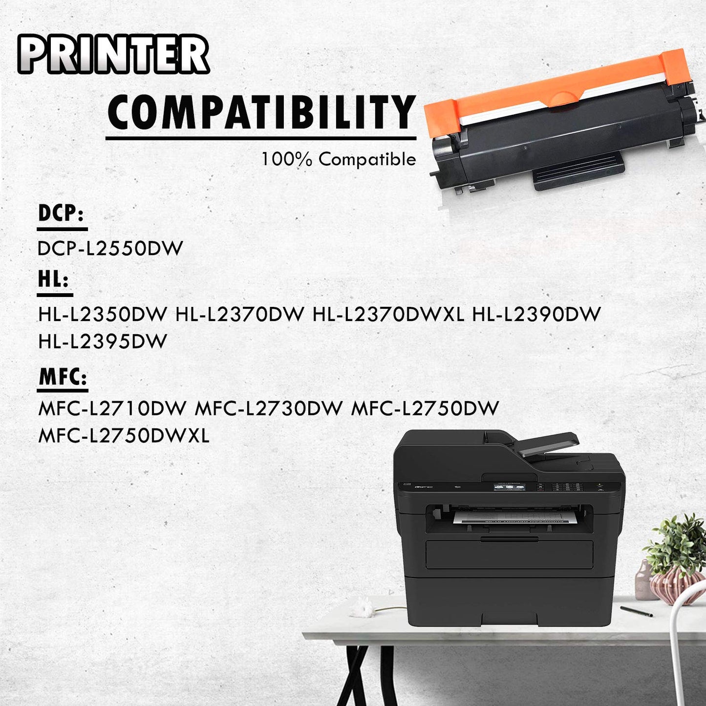 (CHIP Included) 4 High Yield Inkfirst Toner Cartridge TN-760 TN760 Compatible Remanufactured for Brother TN-760 Black HL-L2350DW HL-L2370DW HL-L2370DWXL HL-L2390DW HL-L2395DW MFC-L2710DW MFC-L2730DW