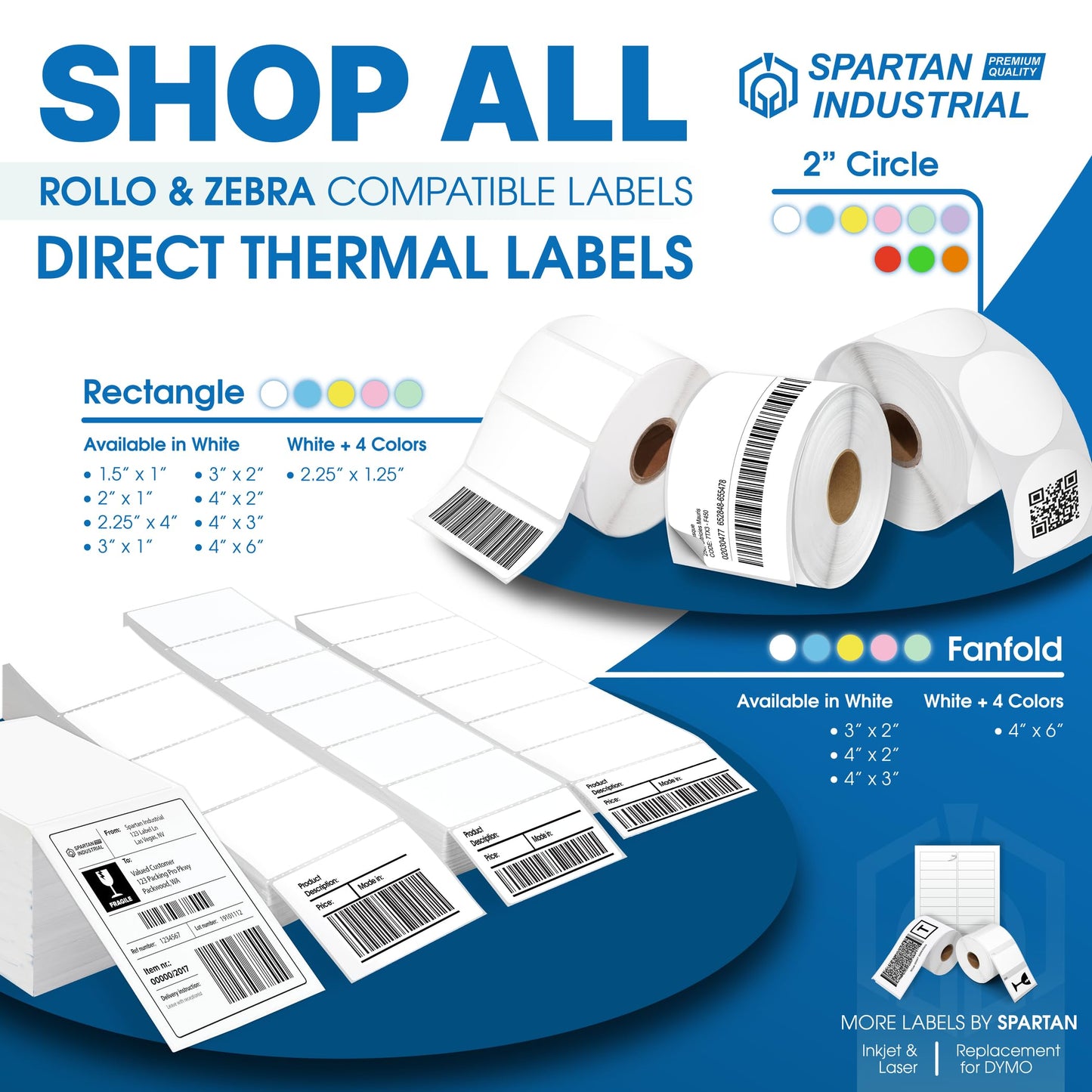 Spartan Industrial Direct Thermal 4" X 6" Fanfold Pink Shipping Labels | (500 Total 4x6 Fan-fold Labels) | Compatible with Rollo, Munbyn, Zebra Thermal Printers | Commercial Grade and Professional