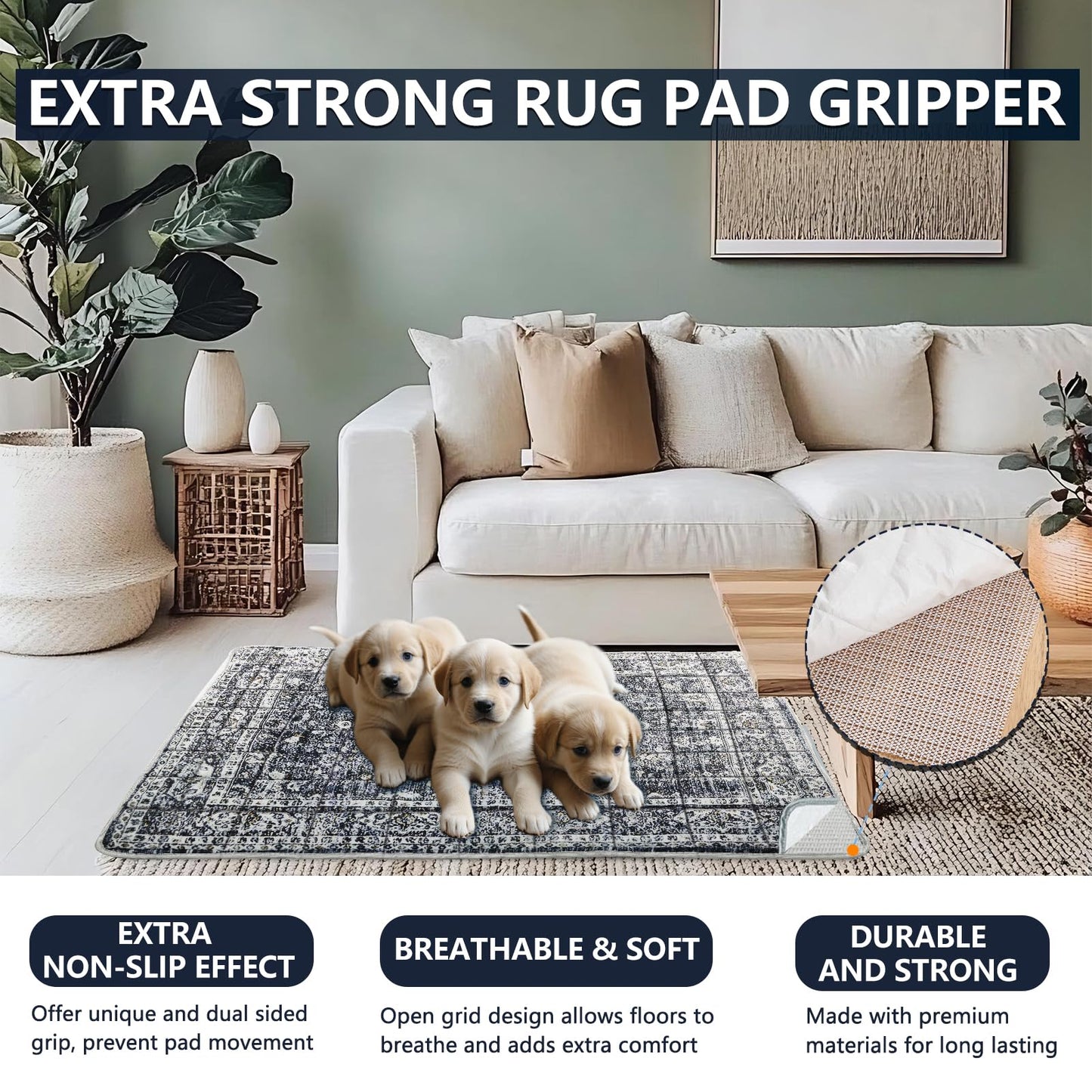 AIHSUMC Washable Thickened Pee Pads for Dogs, 2 Pack (36"x42") Upgrade Reusable Puppy Pads with Non-Slip Rug, Super Absorbent Leakproof Puppy Training & Whelping Pads for Dogs, Doggie