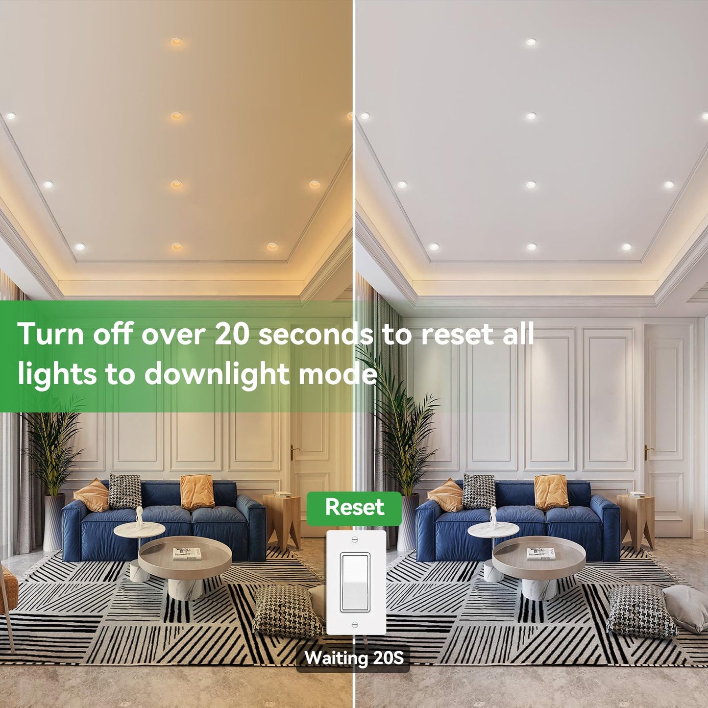 Togalonn Pot Lights 3 Inch LED Recessed with Night Light, Dimmable & 5CCT Selectable Slim Soffit Downlight, Ultra-Thin Canless Wafer Lighting, cETL, IC Rate, 6W/2W, Cut-Out 3", 6 Pack