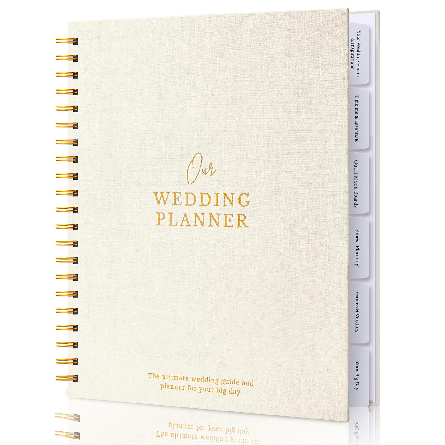 Timeless Premium Linen Wedding Planner Book and Organizer – Wedding Planning Book, Comprehensive Keepsake & Countdown Binder, Perfect Engagement Gift for Women, 11" x 9" (Cream)