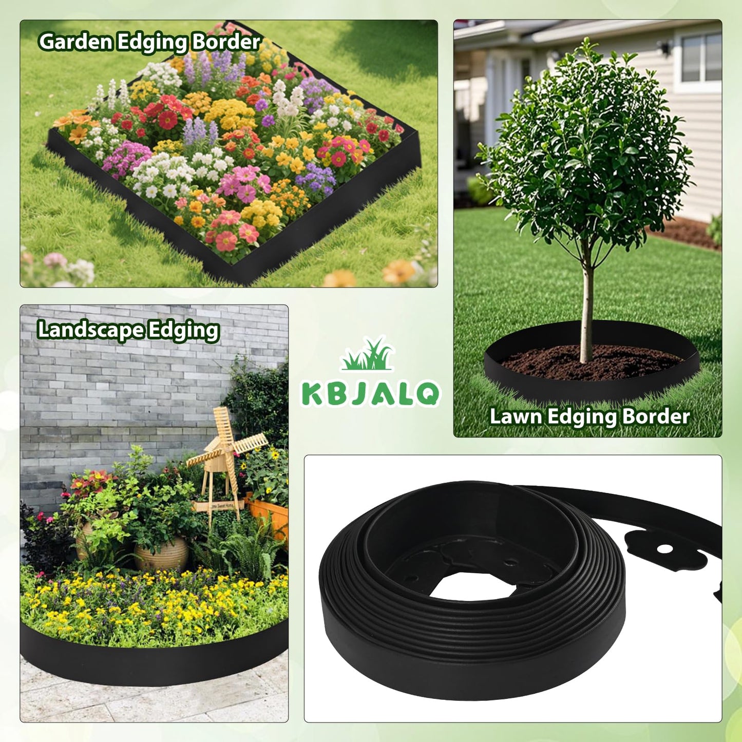 KBJALQ Landscape Edging 2 Inch Tall with Spiral Nylon Anchoring Spikes and Scissors,Plastic Garden Edging Border for DIY Garden,Grass,Lawn Edging,Yard (60 FT)