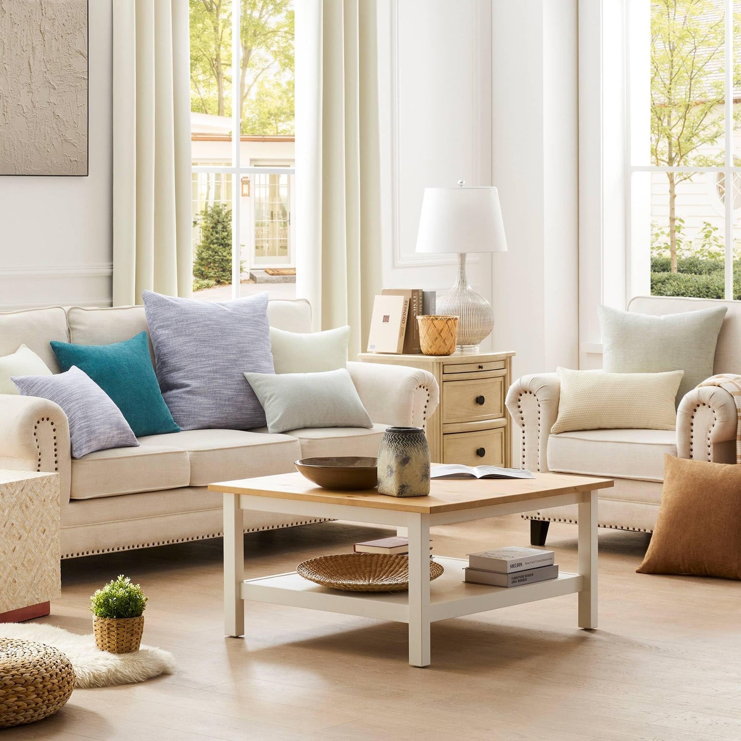 Puredown® Euro Pillows 26 x 26 Goose Feather Square Pillow Inserts-Pack of 2 for Bed Couch and Cushion