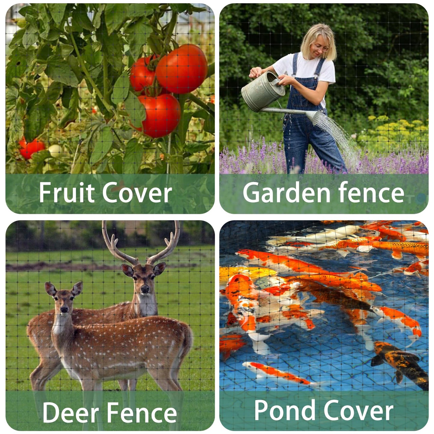 2pcs Bird Netting for Garden 7 x 100 Feet, Black Garden Protection Netting Heavy Duty Wire Mesh Net Barrier, Protect Plants Fruits Trees from Rodents Birds Deer Poultry Reusable Animal Fencing, Black