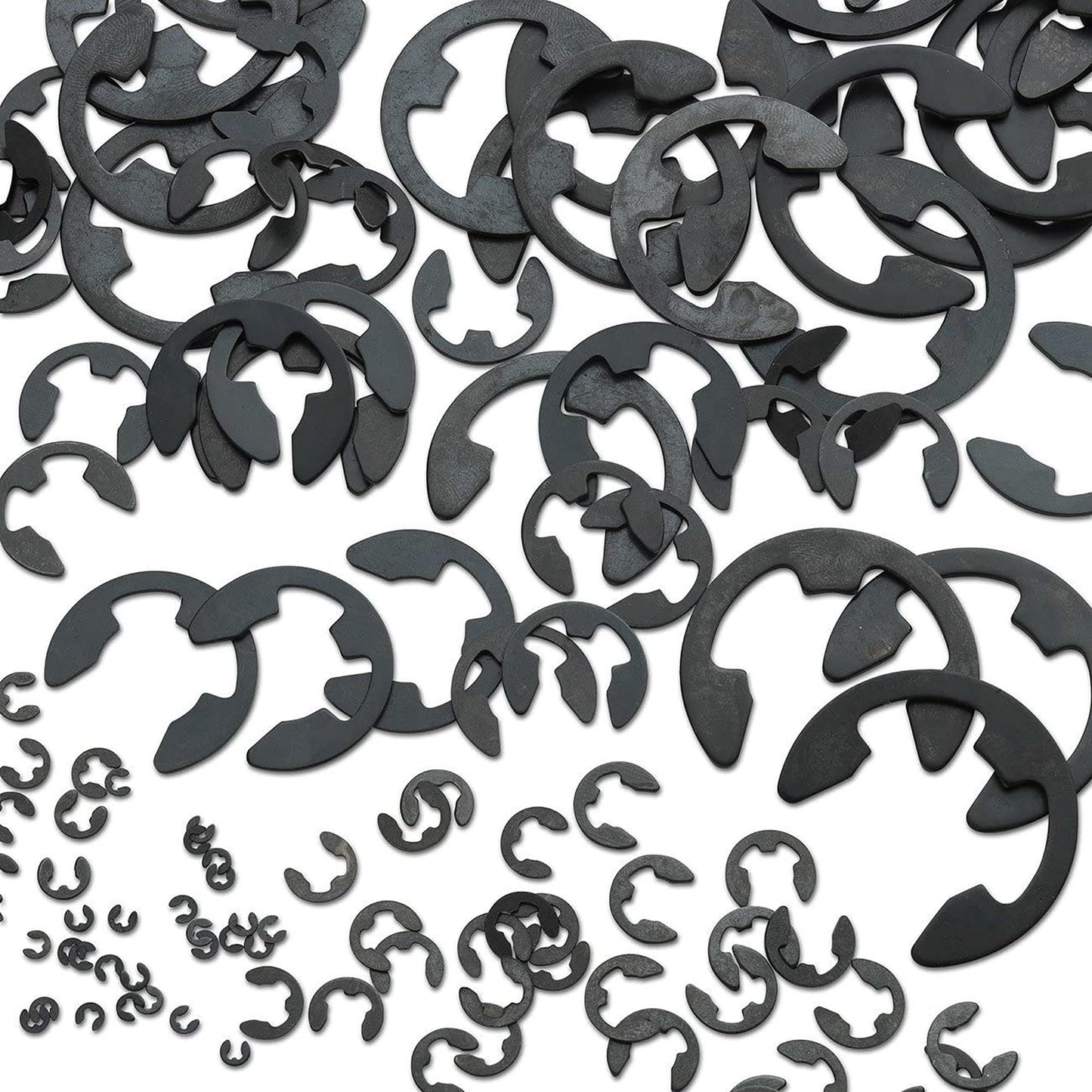 NEIKO 50455A E-Clip Assortment Set | 300 PCS, 9 SAE Sizes, Heat Treated External Retaining Clips, 1/16" - 7/8 Inch | High Carbon Steel Circlip Kit, Anti Walk Washers, Retaining Rings