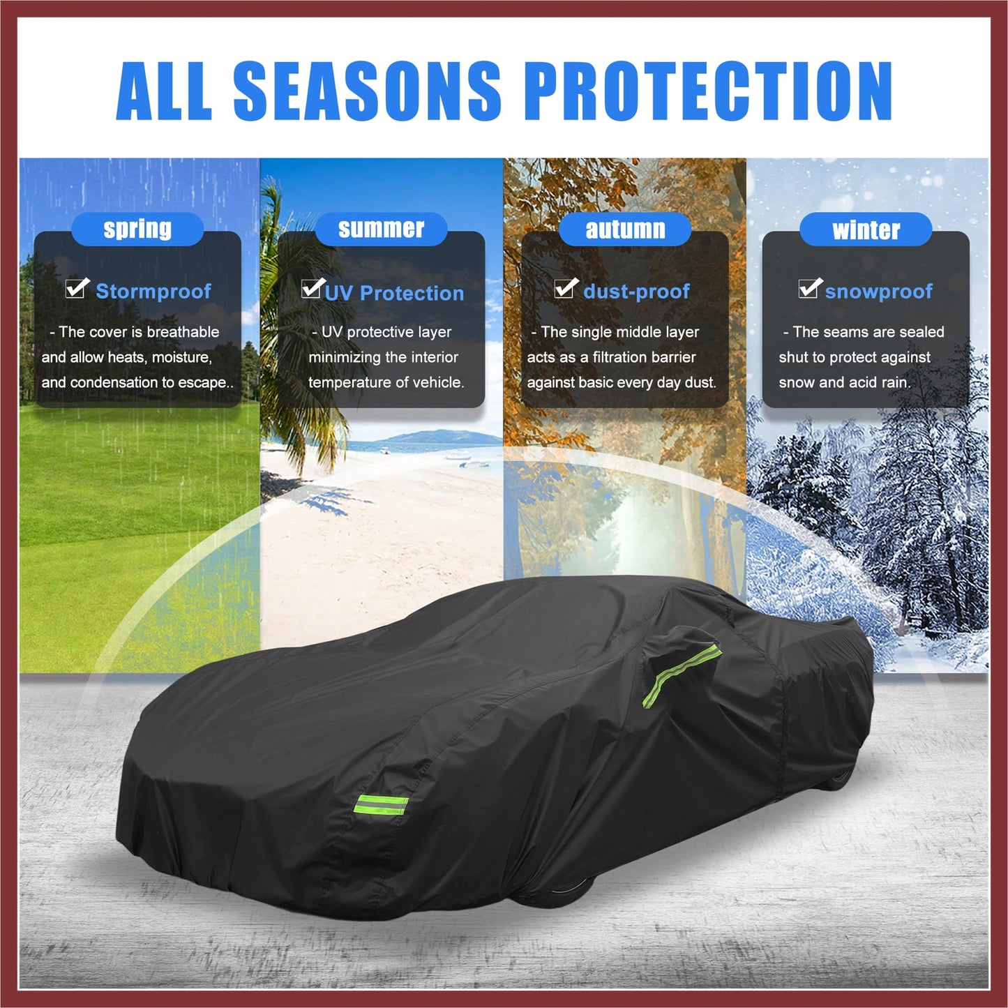 HEROFFIX Waterproof Car Cover for Chevrolet Corvette C4 C5 C6 C7 1984-2019 210D Outdoor Full Car Cover All Weather Windproof Sun Rain Protection with Door Zipper Replace Parts