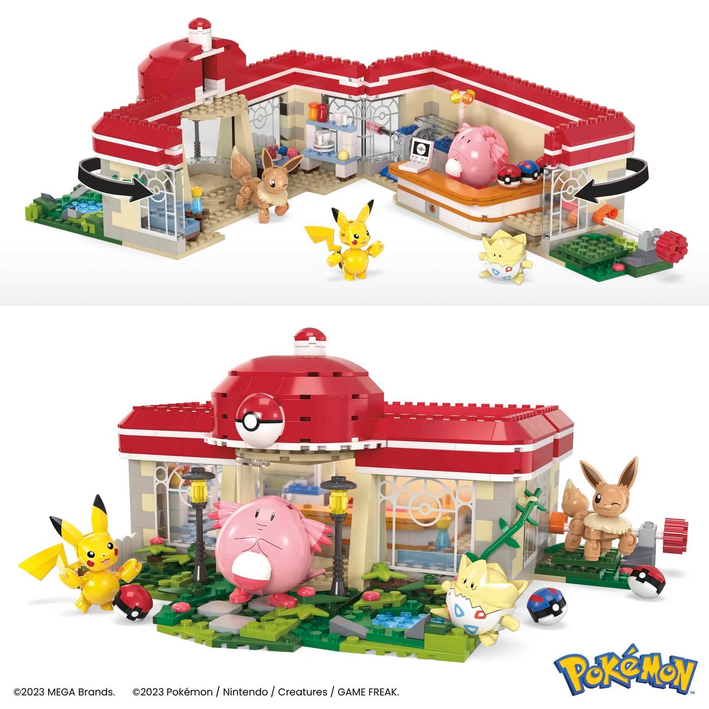 MEGA Pokemon Building Toys Set Forest Pokemon Center with 648 Pieces, 4 Poseable Characters, for Kids