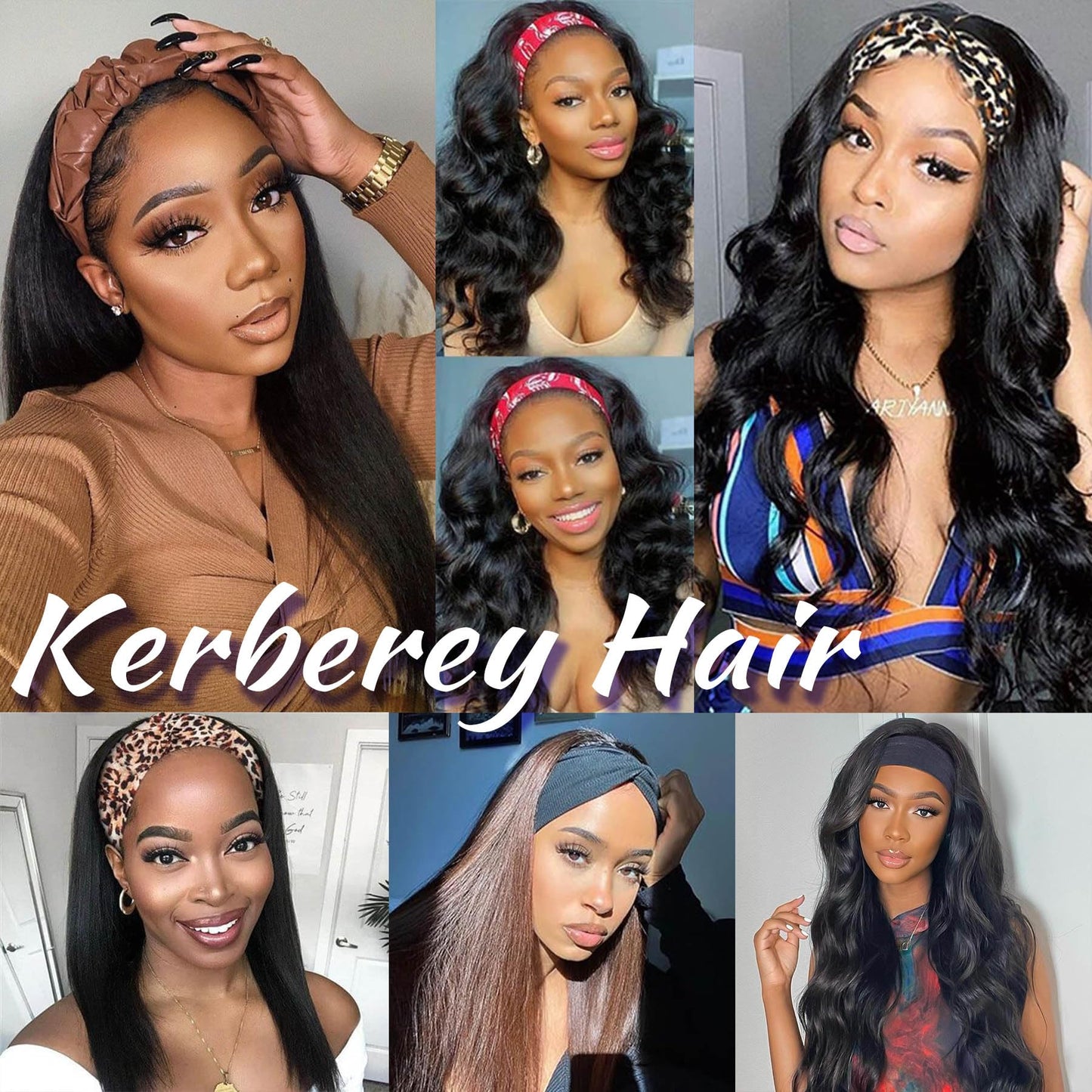 Straight Headband Wig Human Hair Wear and Go Glueless Wigs 150% Density Machine Made No Lace Headband Wig 20 Inch Natural Color Brazilian Virgin Hair
