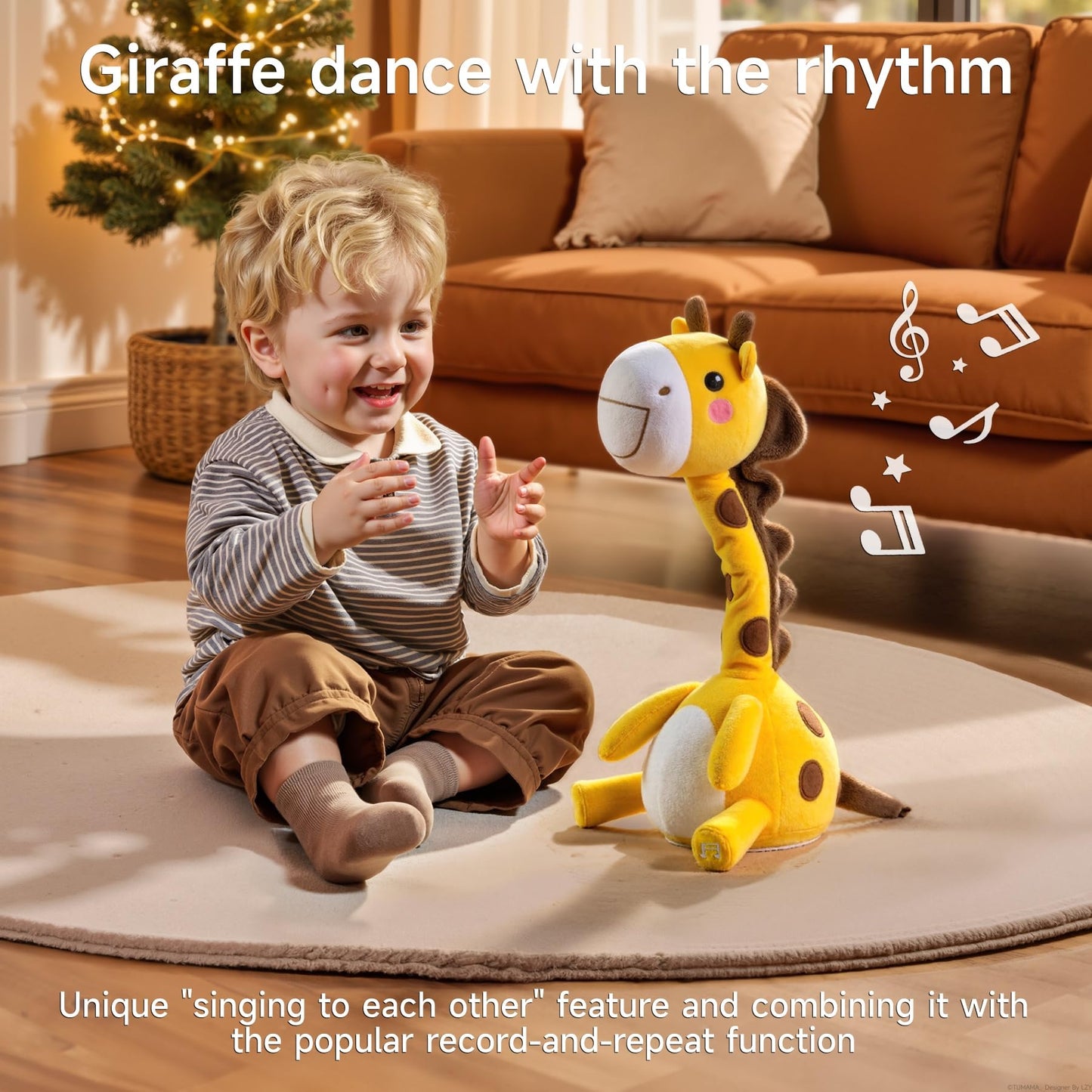 TUMAMA Dancing Talking Giraffe Toy, Mimicking Twisting Electronic Soft Plush Giraffe Toy with Record & Repeating What You Say, Singing Interactive Baby Toy for Boys Girls Kids Gifts