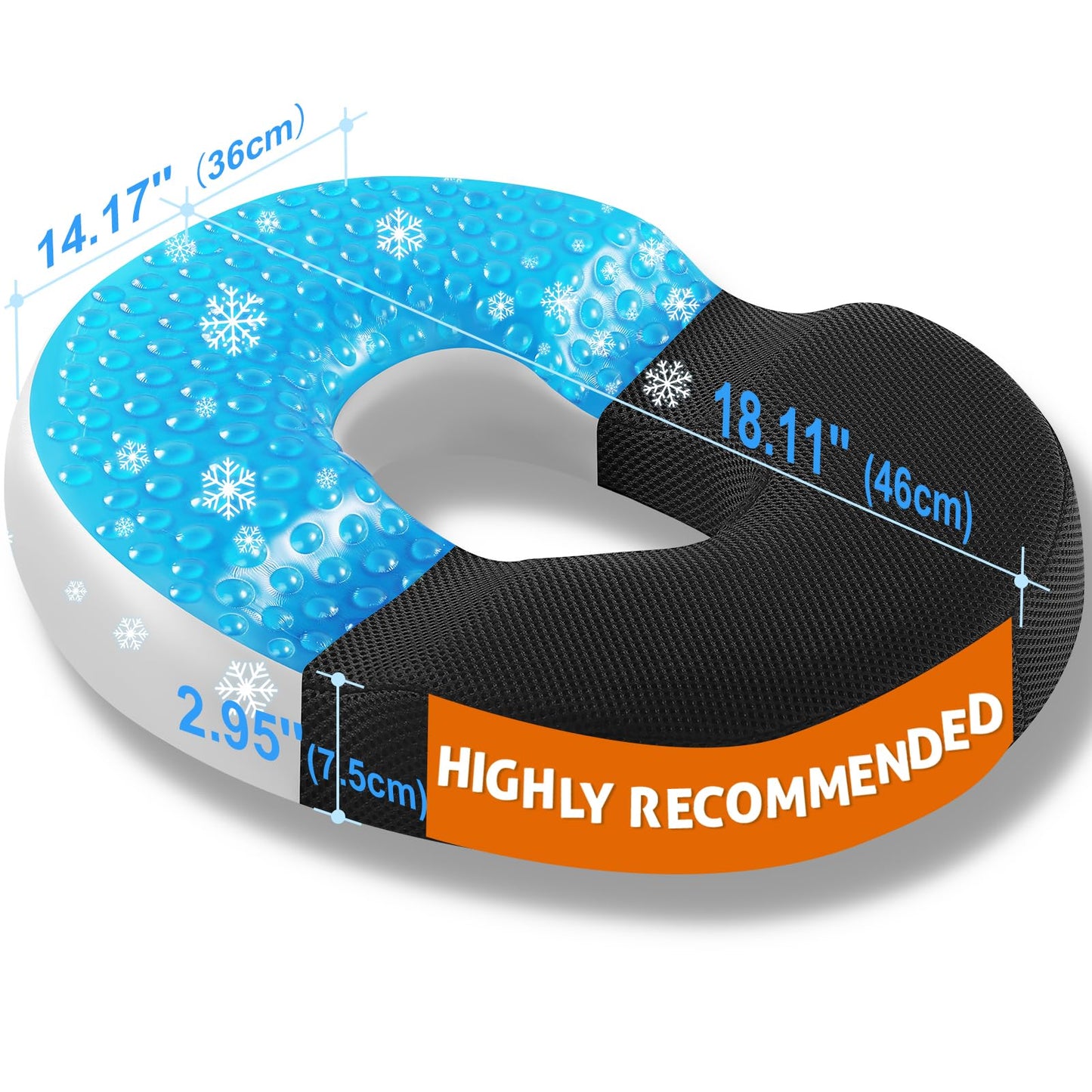 Donut Pillow Seat Cushion for Tailbone Hemorrhoids - Cooling Gel Memory Foam Car Seat Cushion for Office, Home&Wheelchair, Ergonomic Chair Pad Used in Coccyx, Sciatica, Pregnancy, Postpartum Recovery