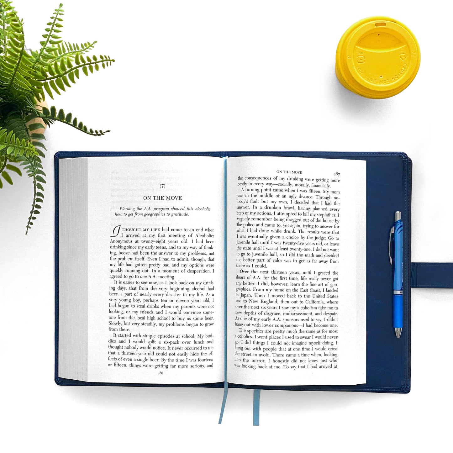 GALILEO® Large Print Double AA Big Book Cover & 12 Steps & 12 Traditions | PU Leather | AA Book Covers for Hardcover | AA Gift | Alcoholics Anonymous | Serenity Prayer (Large Print/Navy Blue)