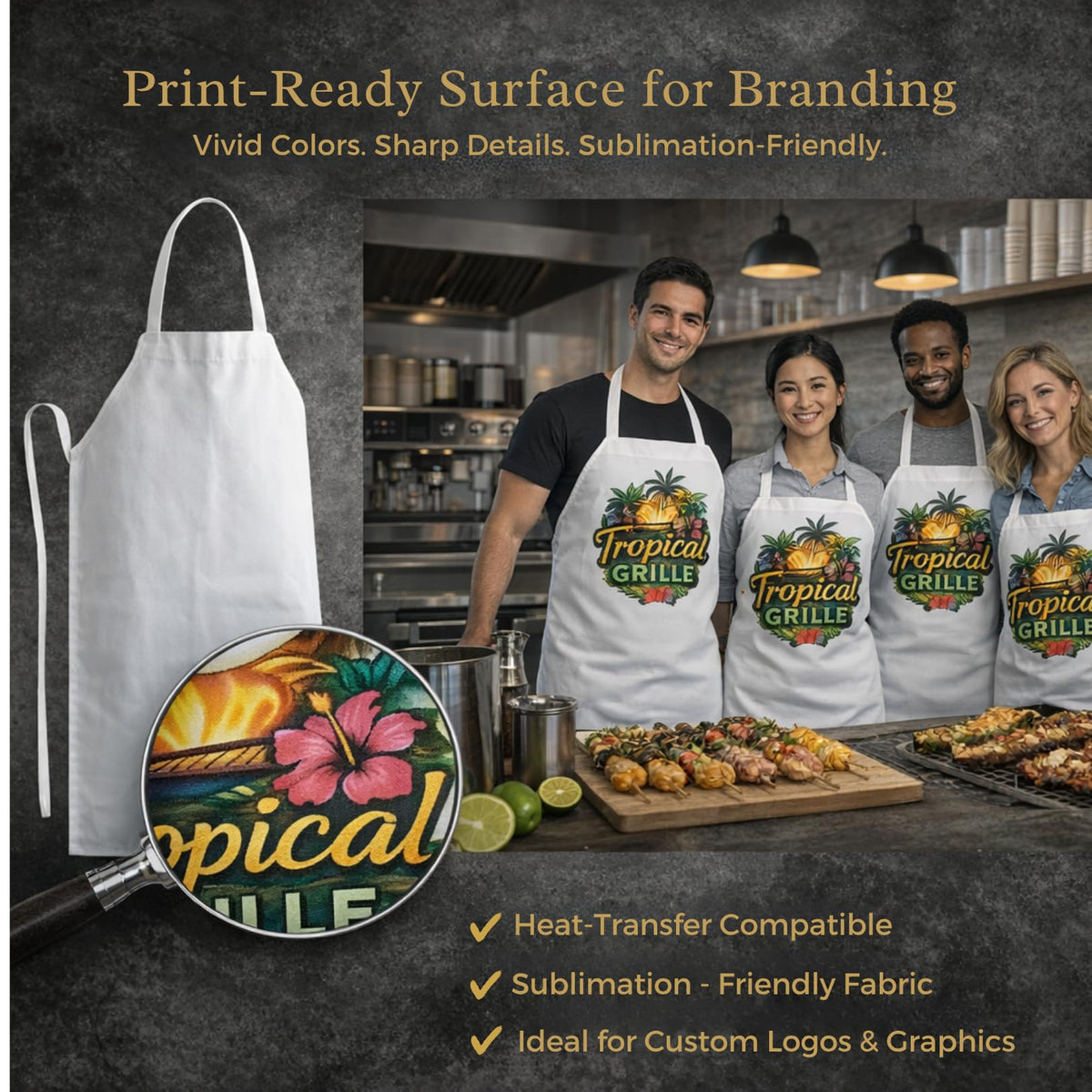 Gala Houseware 12 Pack Bib Aprons Bulk, White, Extra Large 34"×30", Sublimation Blank Aprons for Men & Women, Heavy-Duty Kitchen Chef Aprons with Extra Long Ties for Restaurant, BBQ & Crafts