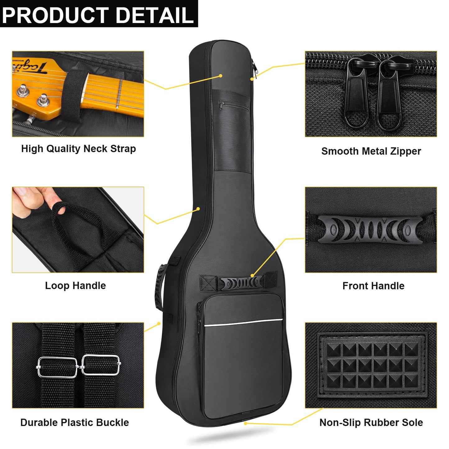 LETSROCK 38 40 41 Inch Electric Guitar Bag, Electric Guitar Gig Bag 0.35 Inch Waterproof Thick Padding Backpack Soft Electric Guitar Case Dual Adjustable Shoulder Strap Pocket & Back Hanger Loop