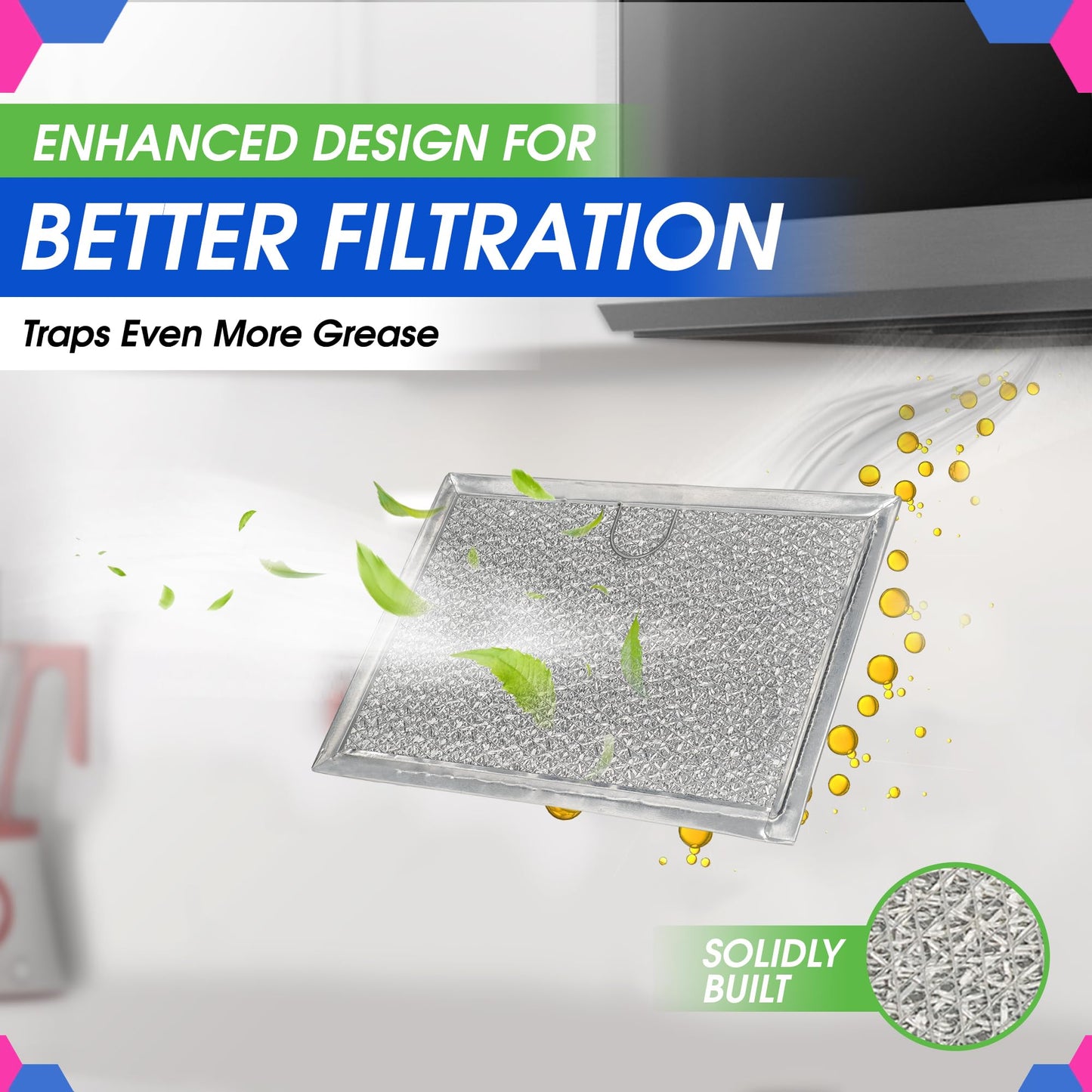Bagean Microwave Filter Replacement 5.12” x 7.64” Aluminum Mesh Screen Grease Filter - 4 Pack Fits Frigidaire 5304464105 WB06X10608 GE Microwave Filter