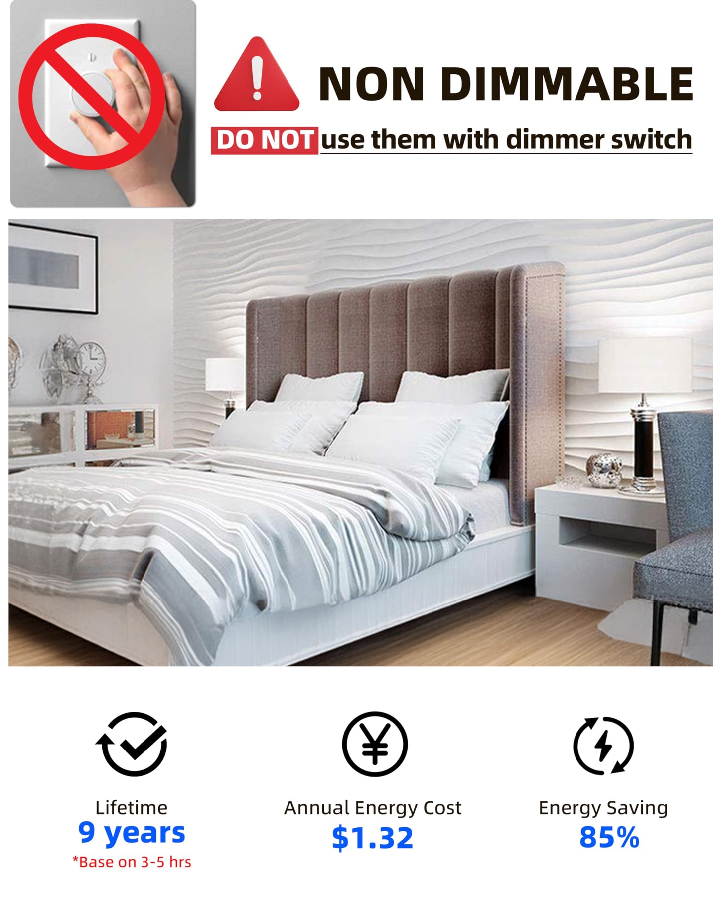 24 Pack Mastery Mart A19 LED Bulbs 60 Watt Equivalent, 9W Non-Dimmable, Flicker-Free, 800 Lumens, Bright Daylight White 5000K, E26 Base, 10000 Hours, Energy Saving, Bright for Living Room, Bedroom