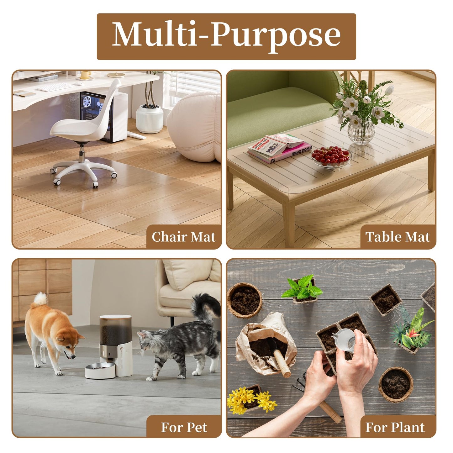 MESHDO Office Chair Mat for Hardwood Floor, 36" X 48 Desk Chair Mat for Hard Floors, PVC Clear Floor Protector Rug Mat for Home and Office, Can't be Used on Carpet