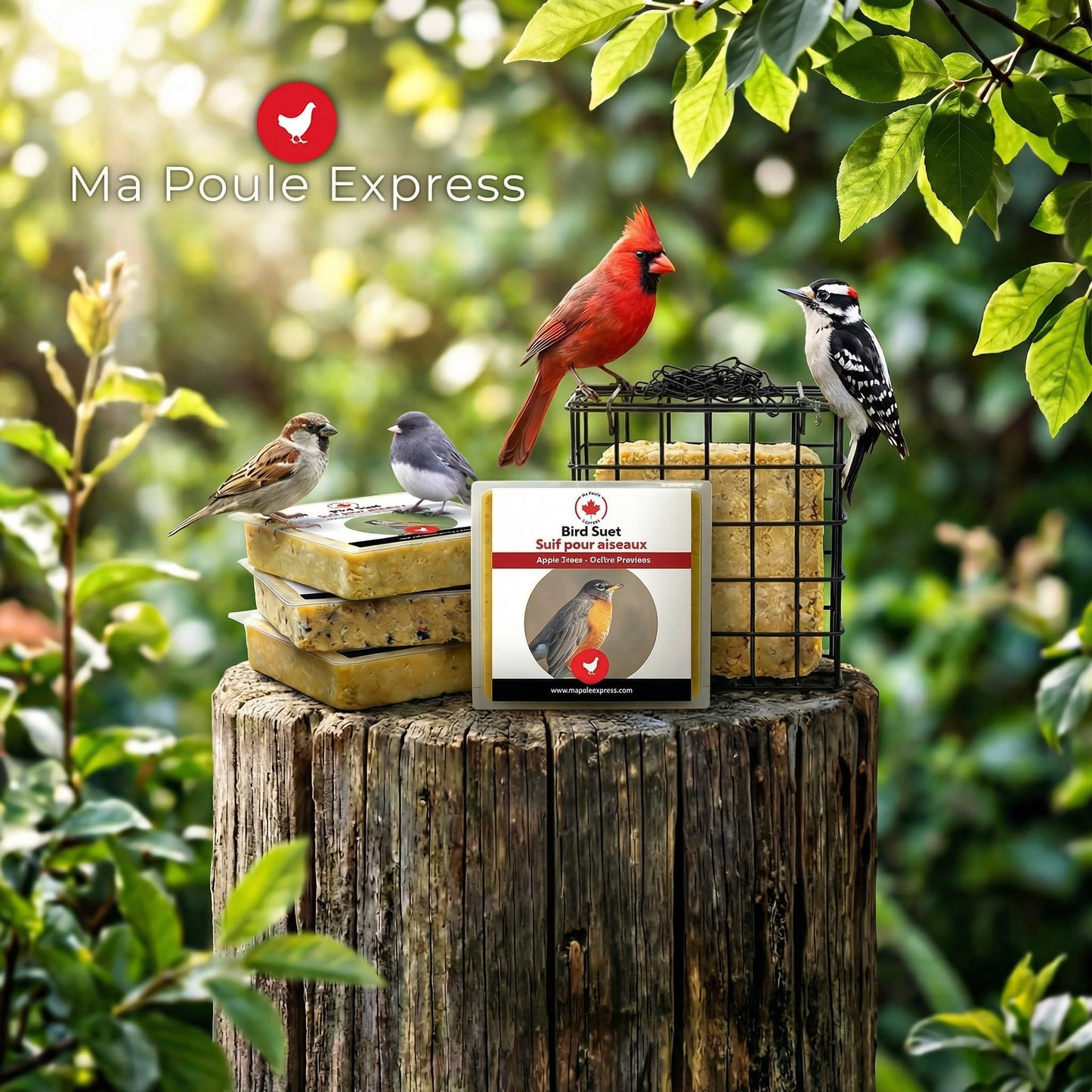 Wild Bird Suet Cakes, High-Energy Food for Backyard Birds (12 Pack, Mixed) - Made in Canada