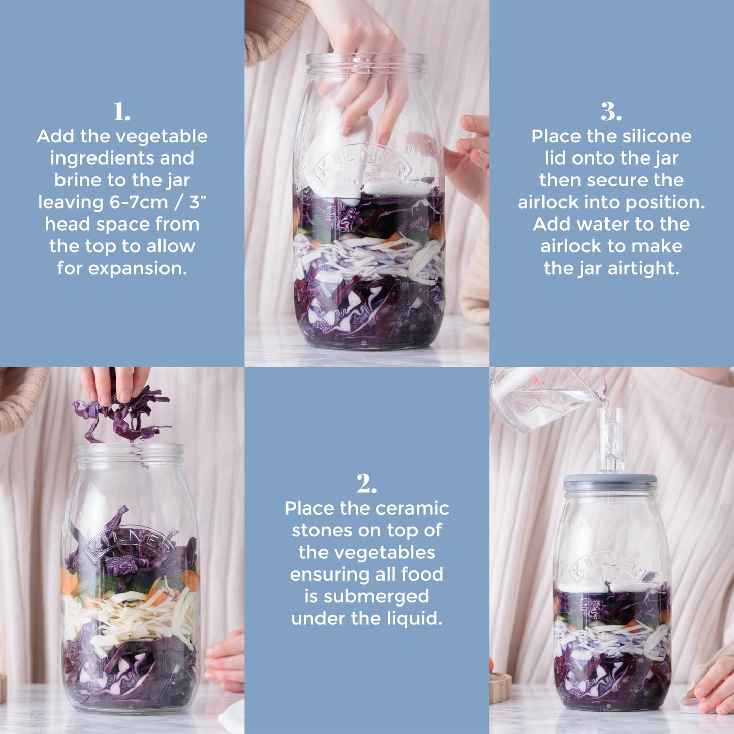 Kilner KLN23378 Fermentation Set 3L, 3L, Clear