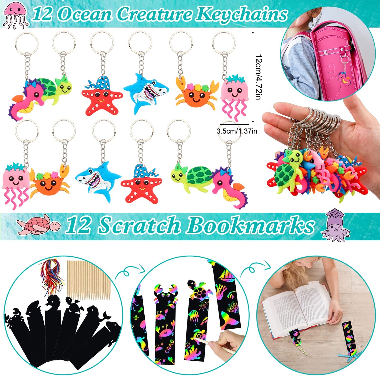 Party Favors for Kids, 134 Pcs Ocean Birthday Party Supplies Decorations - Under Sea Animal Toys for Kids, Goodie Bag Stuffers