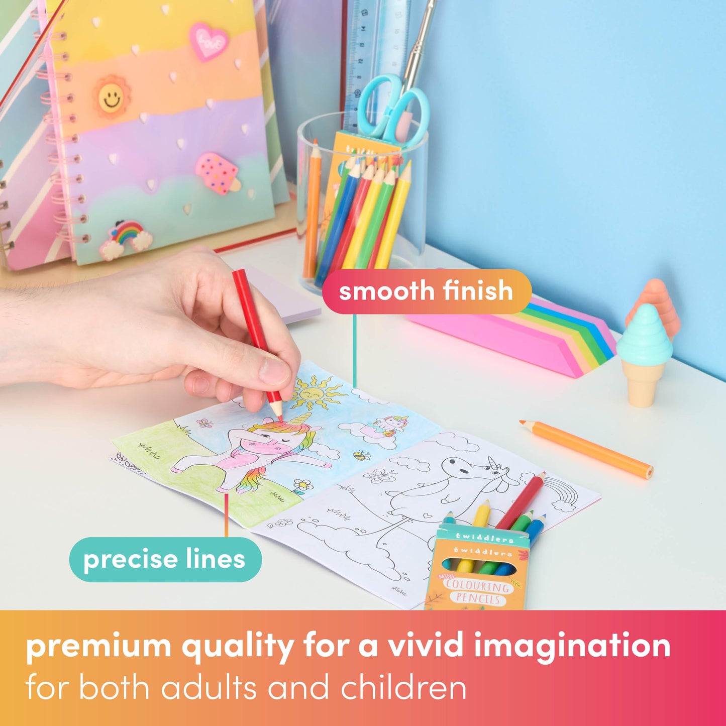 THE TWIDDLERS 60 Boxes of Mini Colouring Pencils - 6 Pencils Per Box, 360 Total - Easy Grip Round Barrel, 9cm Length, Multipack Party Bag Fillers for Kids Birthdays, Classroom Class Gifts