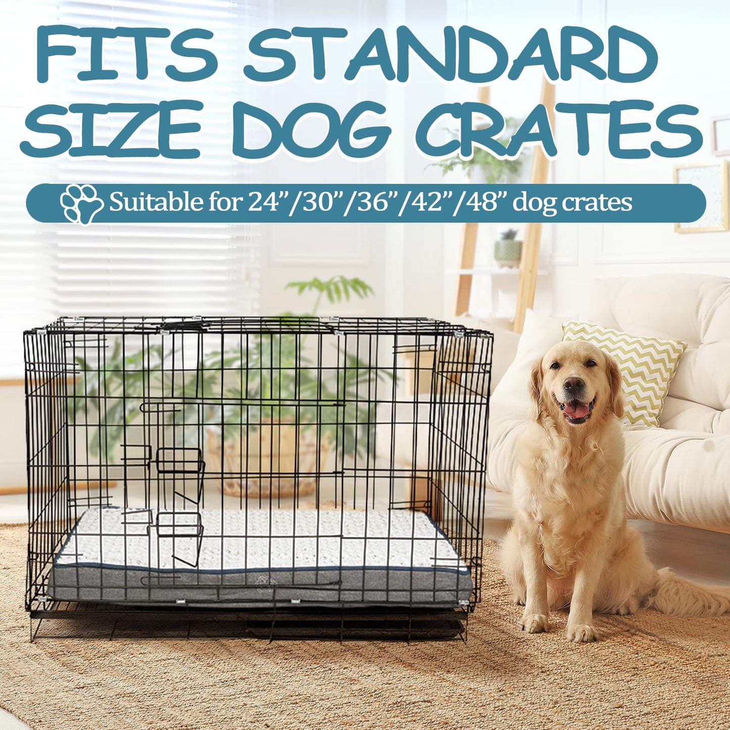 EMPSIGN Waterproof Dog Bed for Crate Pad Reversible Cool and Warm, Pet Beds with Washable and Removable Cover, Sleeping Mats for Large Medium Small Dogs