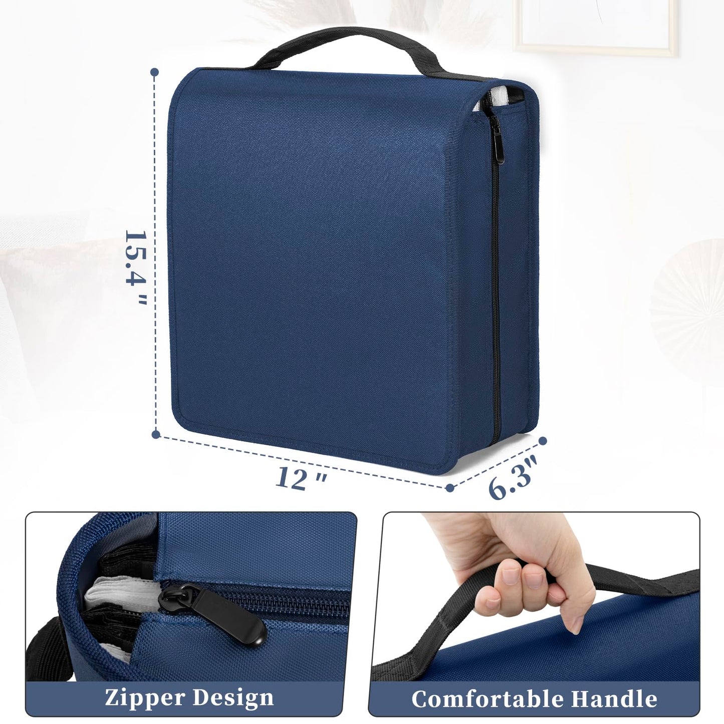 AKOZLIN DVD CD Storage Case with Extra Wide Title Cover Pages Portable Carrying Binder Holder Wallet Album DVD Case Protective Movie Media Storage Organizer 200 Disk Units, 100 Booklet Pockets,Blue