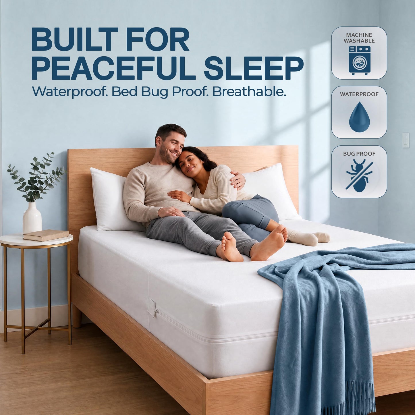 Beddora Zippered Mattress Encasement Queen - 100% Waterproof and Bed Bug Proof Mattress Protector - Absorbent, Six-Sided Mattress Cover