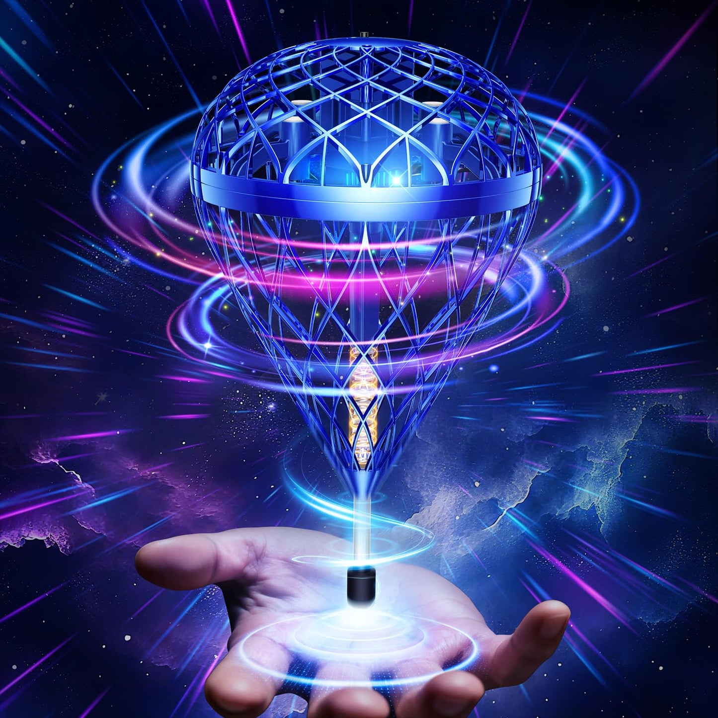 Flystars Flying Bouncing Toys, Next-Gen Pro 2025 Cosmic Globe Flying Orb Ball Motion-Control Hover Spinner with 3D Flips, Cool Interactive Gift Toy for Kids 6+ Boys Girls Teens (Blue)