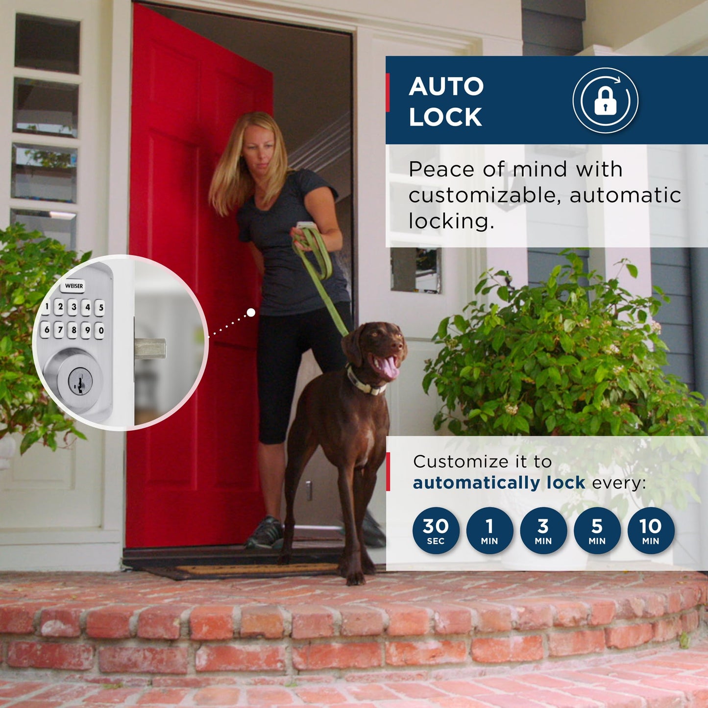 Weiser Powerbolt 3 Satin Chrome Keyless Entry Door Lock/Deadbolt Lock, 10-Button Keypad Door Lock with Auto Lock and 12-Month Battery Life, Electronic Door Locks for Front Door, Home Décor