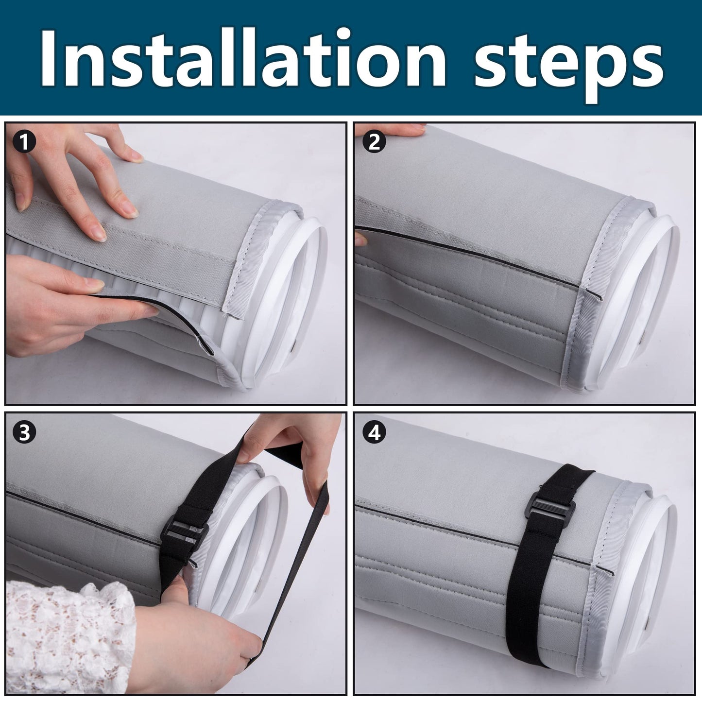 Air Conditioner Hose Cover Wrap - AC Hose Duct Vent Cover Sleeve Insulated Cover for Portable AC for 5" & 5.9" Diameter Exhaust Hoses Tube (2PCS-Gray)