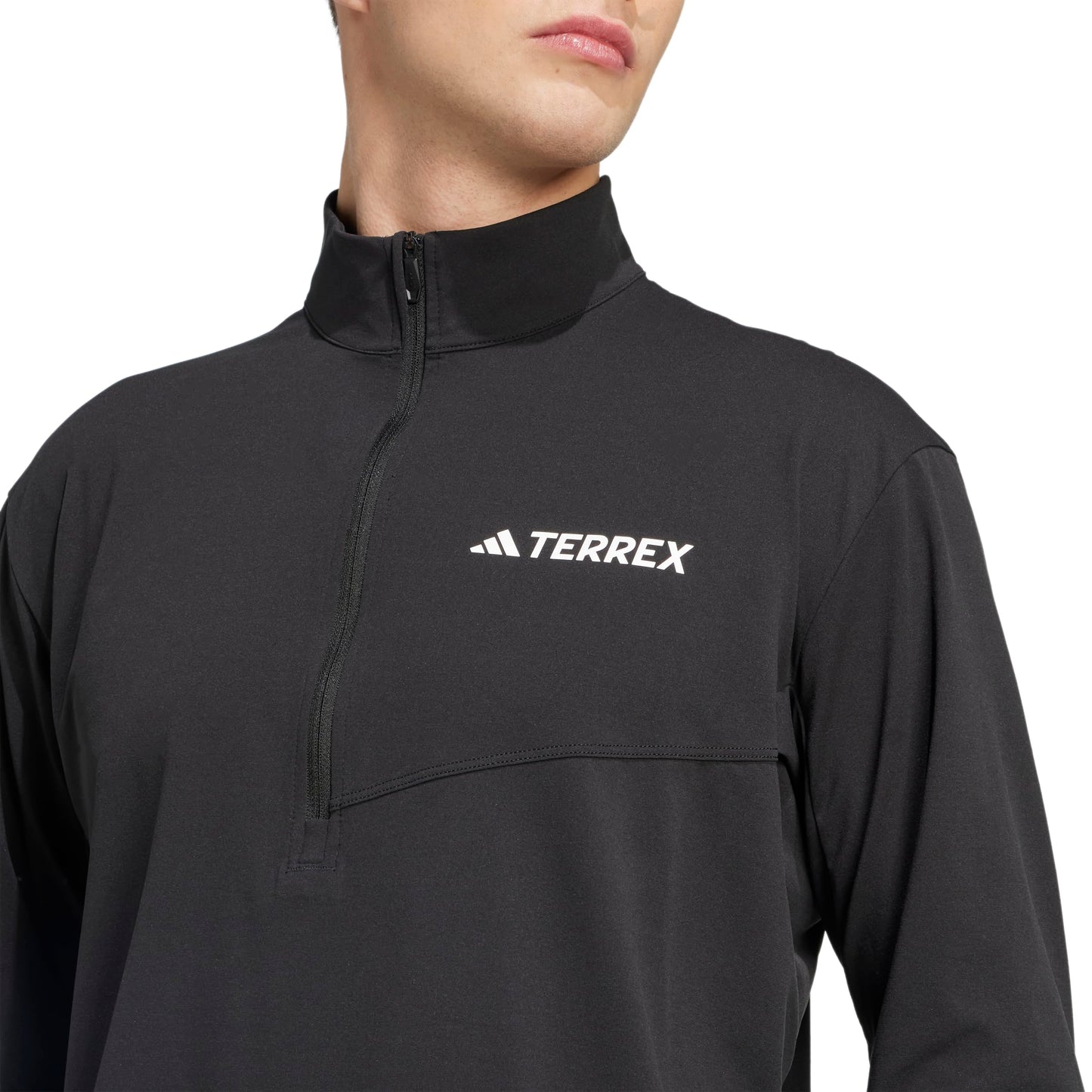 adidas Mens Terrex Multi Half-Zip Long Sleeve Hiking T-Shirt,Black,Medium