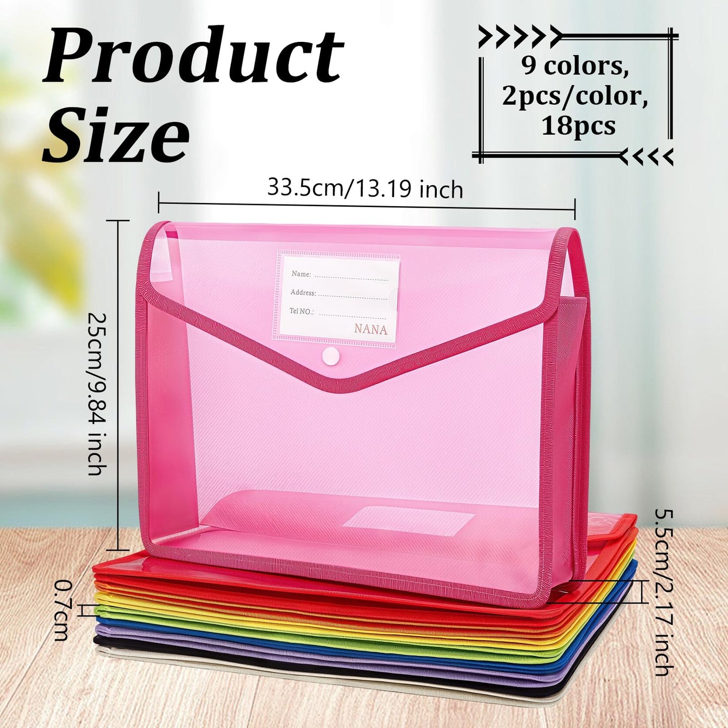CUTHOLLOW Plastic Expandable File Organizer Folder(No Divider), 18Pcs Waterproof Transparent Document Holder Storage for Receipt/Paper/Bill/Taxes/Letter, Easy to Label A4 Size for School Office Home