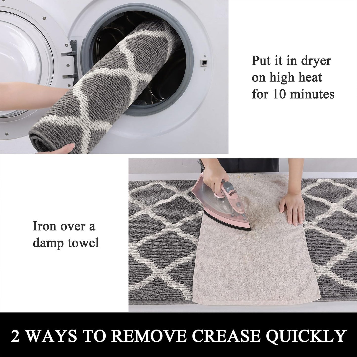 SHACOS Hallway Runner Rug 2'x10' Washable Long Runner Rug Non Slip Water Absorbent Entryway Rug Runner Indoor Entrance Floor Mat for Kitchen Laundry Room, Light Gray