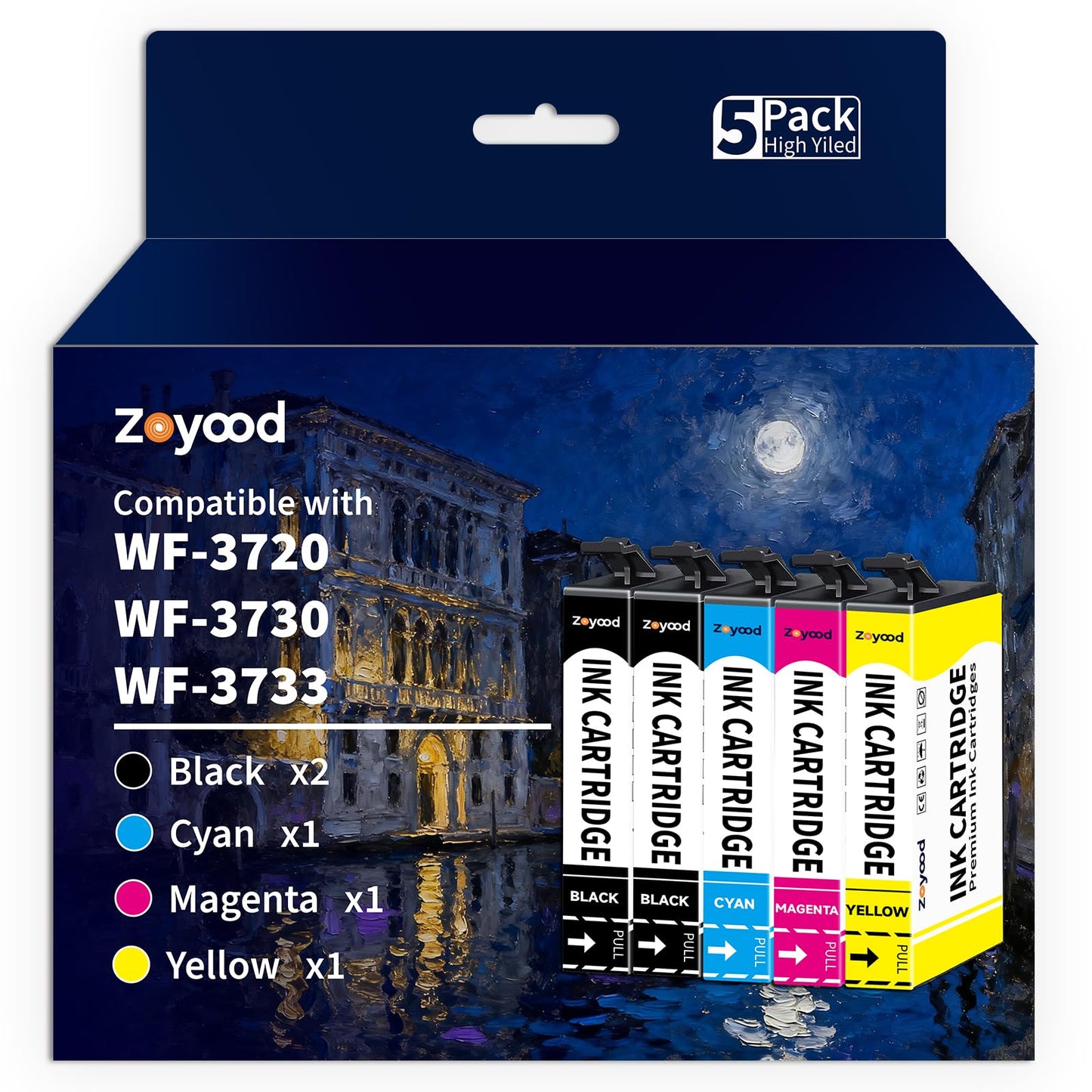 Zoyood Remanufactured Ink Cartridge Replacement for Epson 702 702XL T702 T702XL Ink Cartridges Compatible with Workforce Pro WF-3720 WF-3730 Printer (2 Black, Cyan, Magenta, Yellow, 5 Pack)