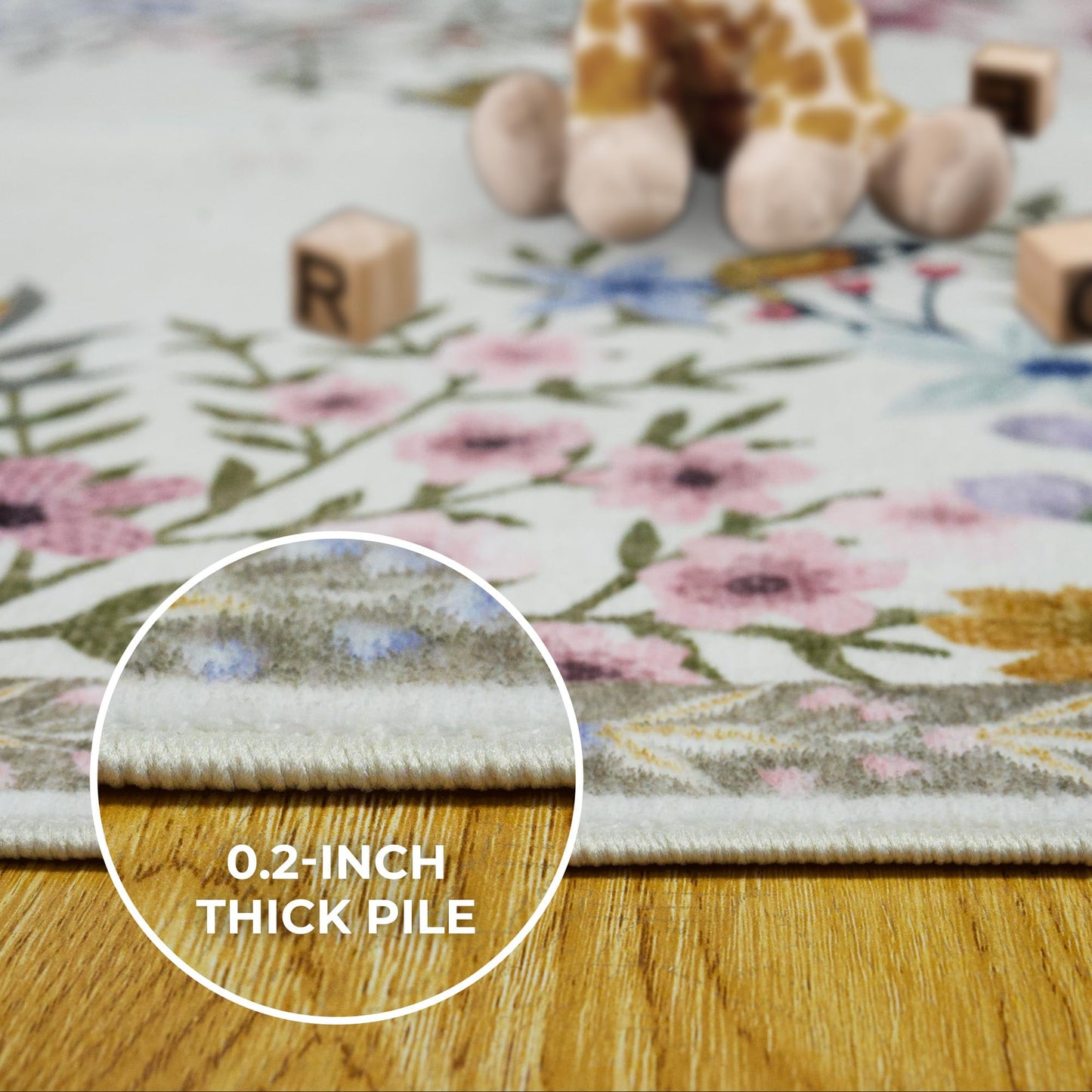KUEAO 4x6 Area Rug Beige, Floral Rugs for Living Room, Lightweight Non Slip Washable Rug, Indoor Low Pile Boho Design Rugs for Bedroom Living Room Dining Room Beige