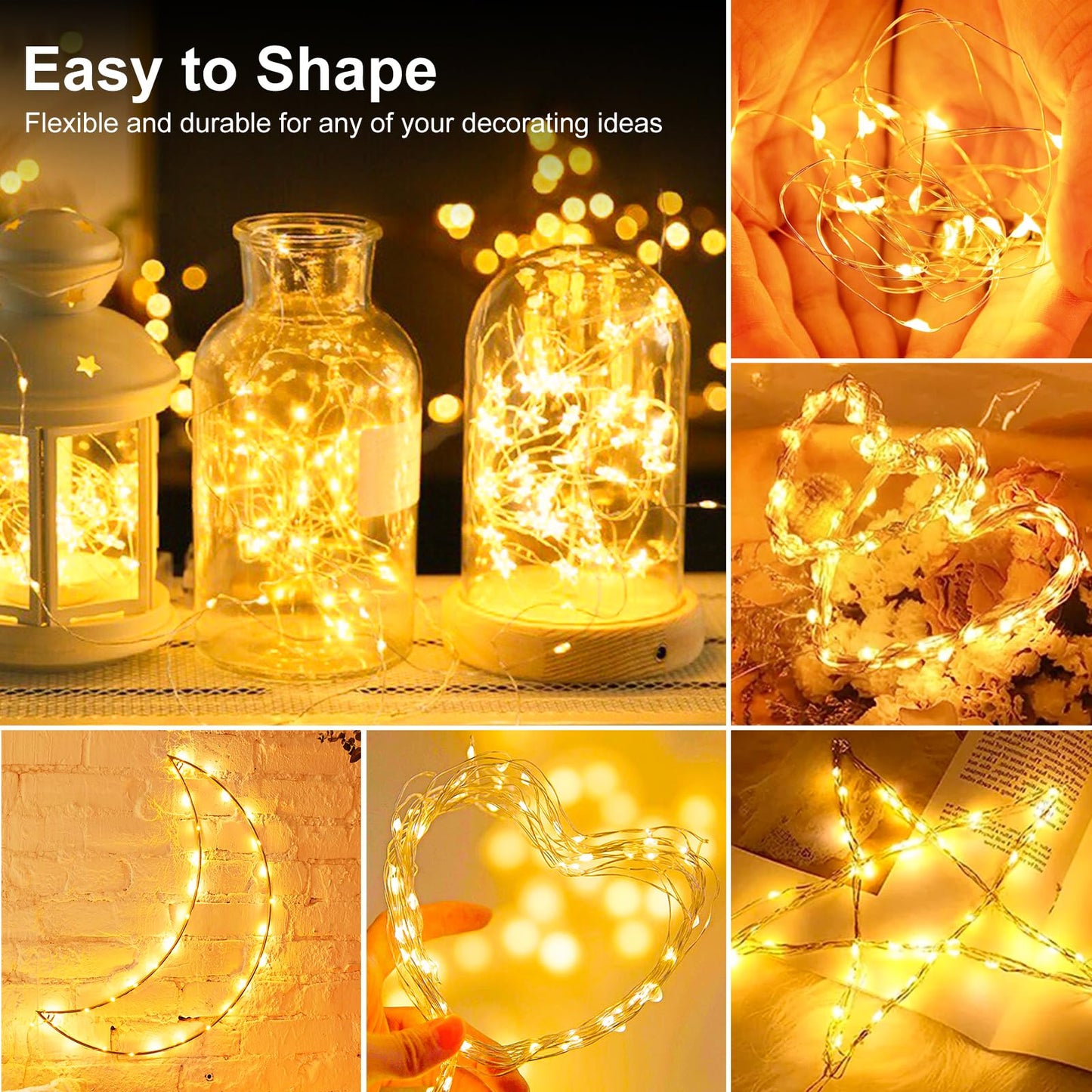 [30 Pack] Fairy Lights Battery Powered Operated Twinkle Lights 7 FT/20 LED Mini String Battery Lights Small Fairy Lights for Mason Jars Outdoor Party Christmas Bedroom Decor, Warm White