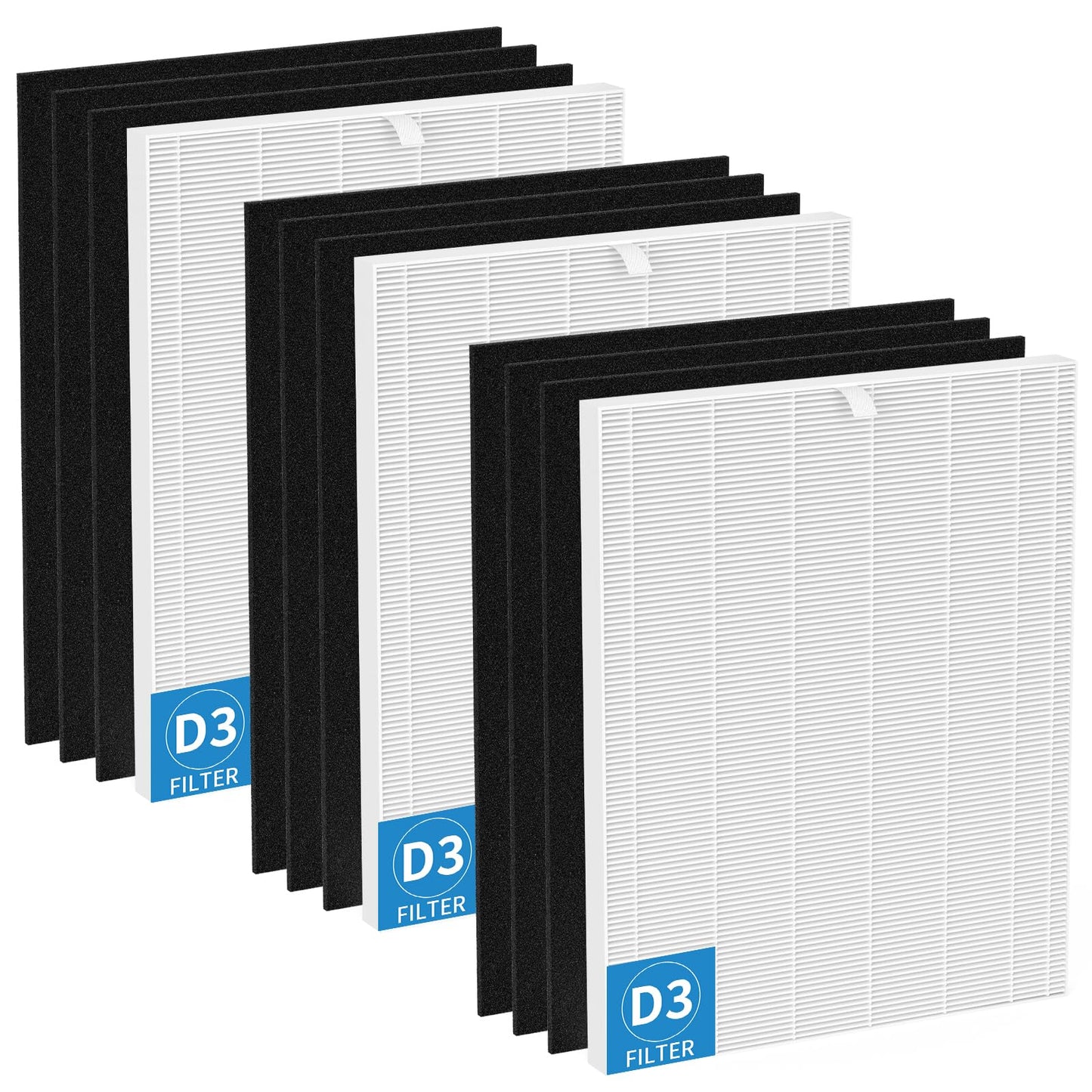 SAKEGDY D360 Replacement Filter D3, Compatible with Winix Air Purifier D360, 3 H13 HEPA Filter + 9 Carbon Pre-Filter, Part # 1712-0101-02